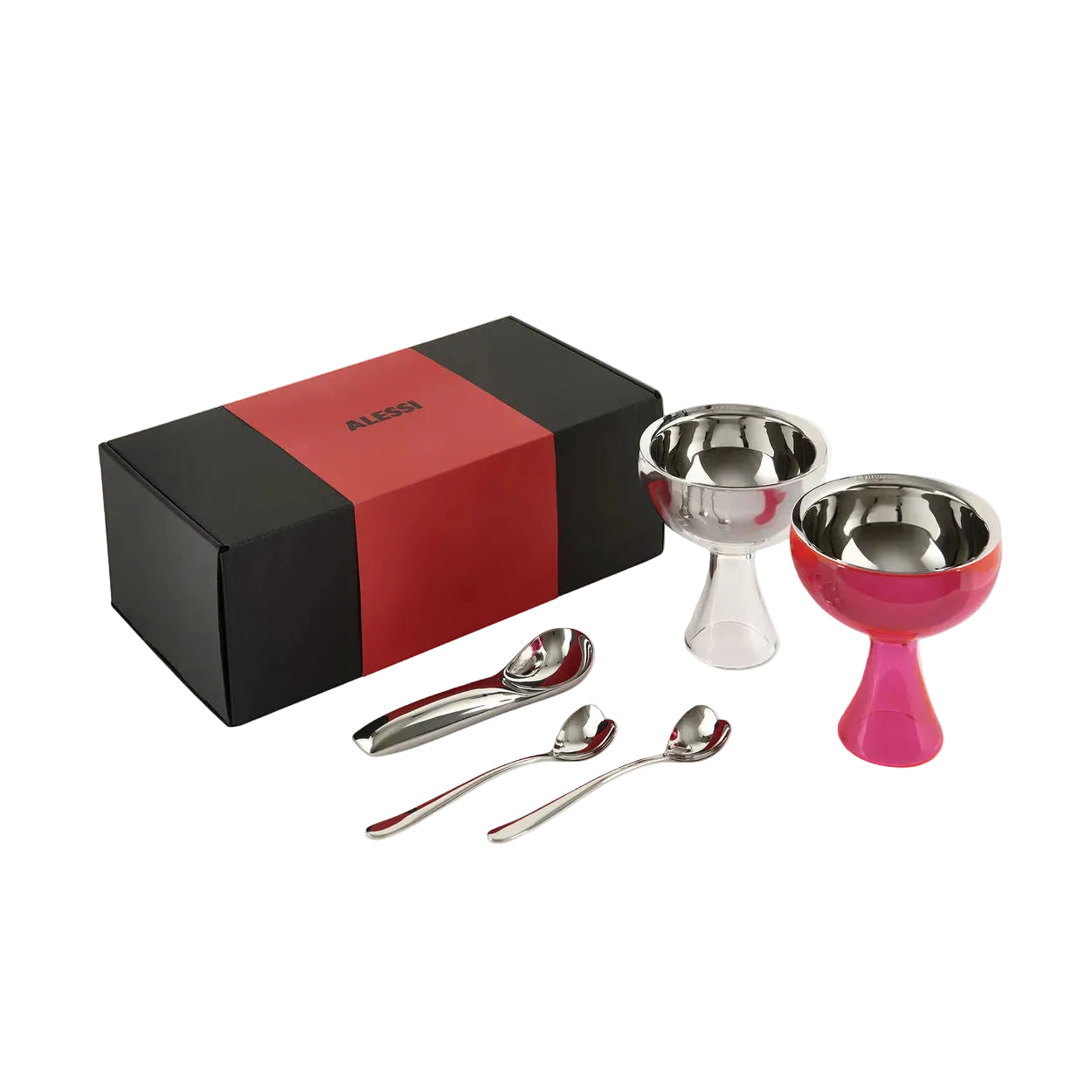 Eiscreme-Set ALESSI & ICE CREAM in Rosa und Silber