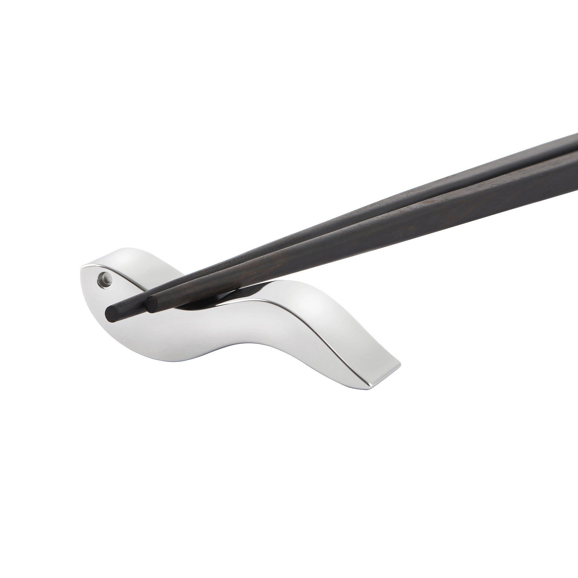 Orientalische Essstäbchen mit Halter ALESSANDRO STIC aus Ebenholz mit Stahloberfläche