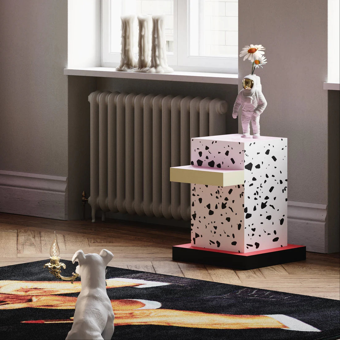 Beistelltisch SUPERSIDE TERRAZZO rosa mit Rot