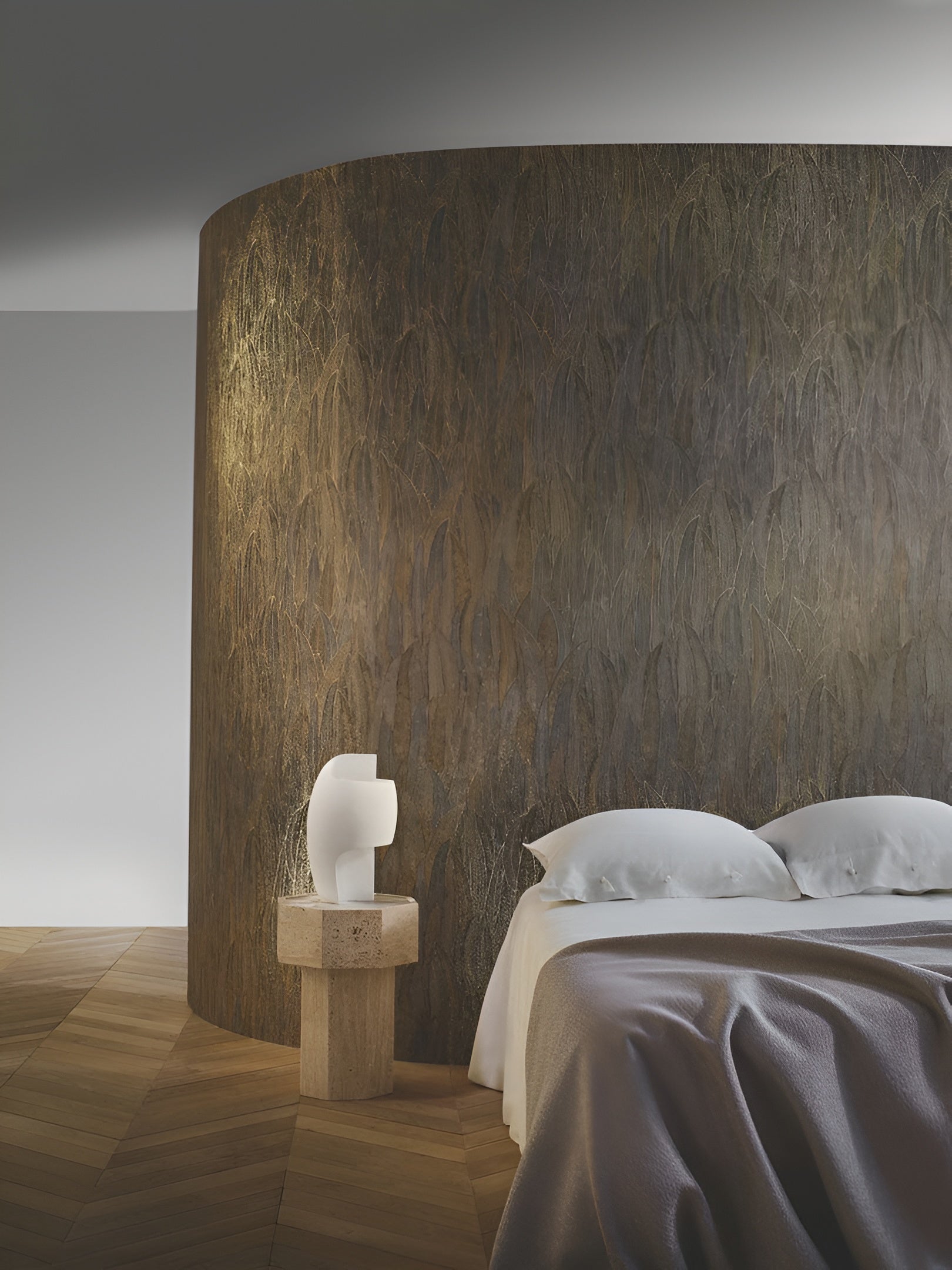 Tapete mit Pflanzenmotiv CINEREA - VERT grün mit Gold