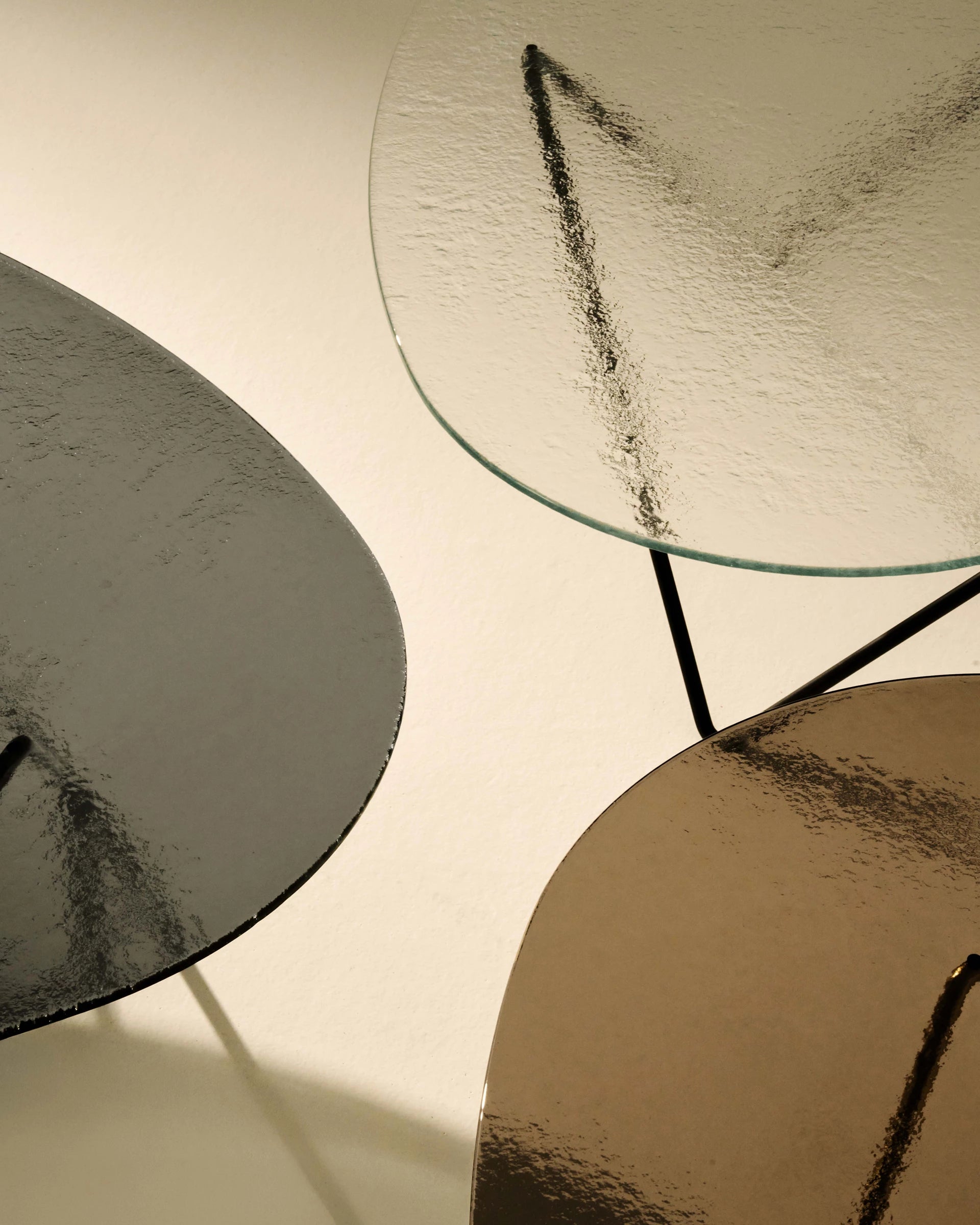 PEDRERA Coffee Table with Brown Glass and Black Base