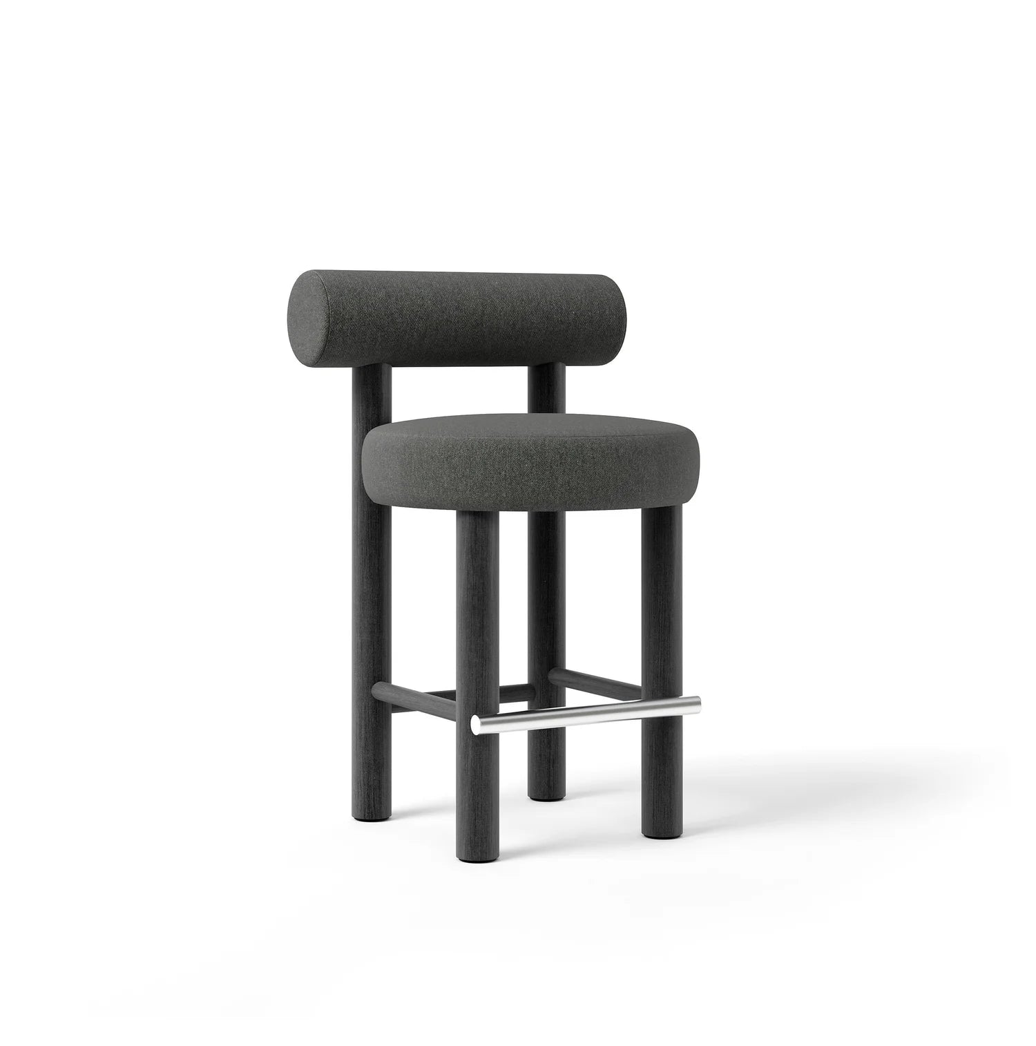 Upholstered Bar Stool GROPIUS CS2 with Wooden Base