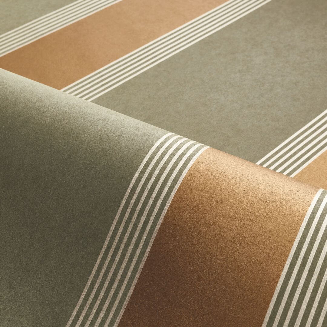 Tapete mit geometrischem Streifenmuster AUTEUIL - DUNKELGRÜN mit GELB