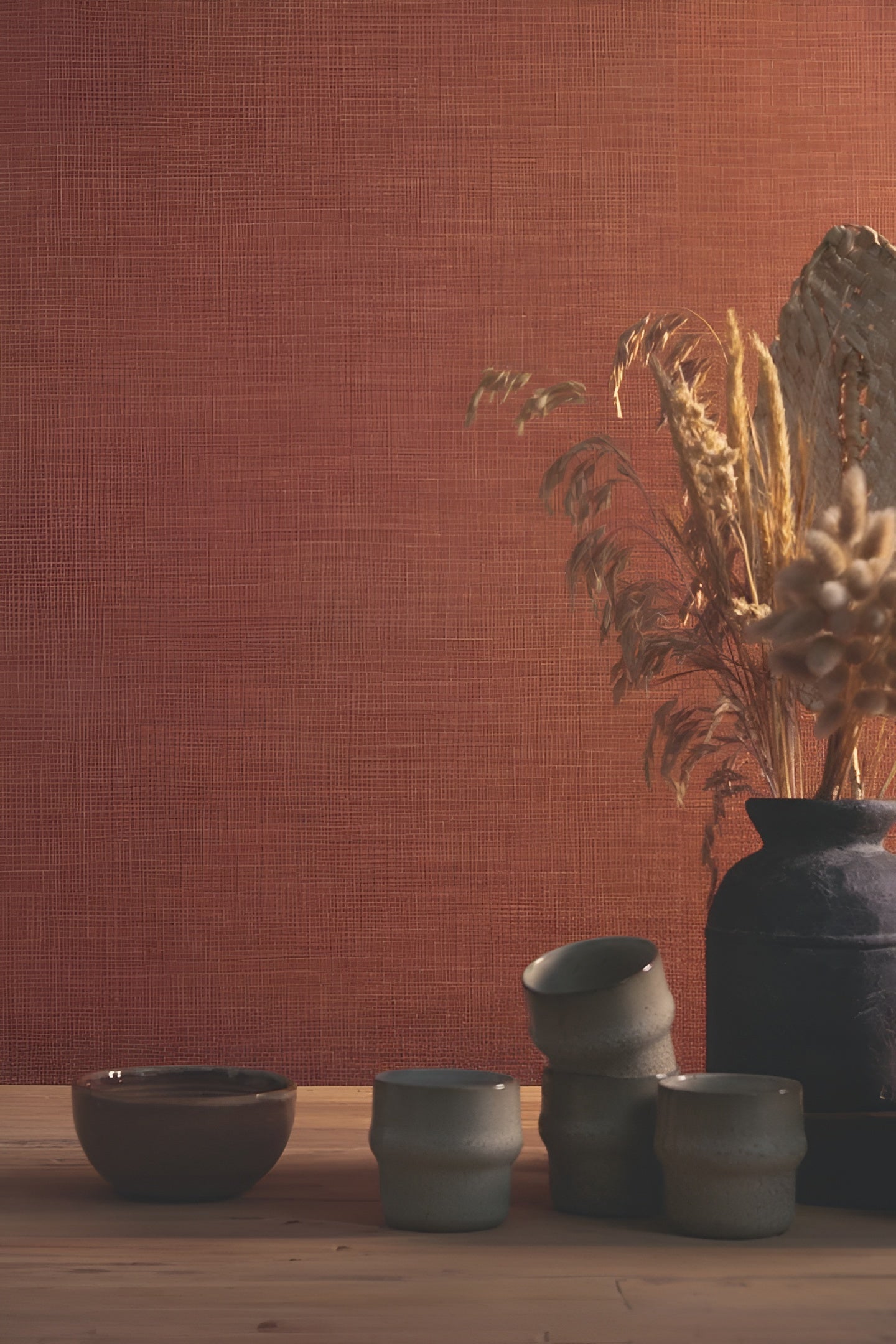 Structural wallpaper resembling linen canvas SHINOK - GRIS SOURIS gray