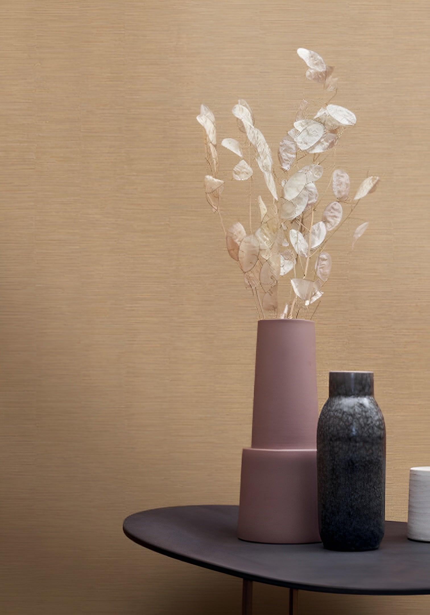 Metallic Textured Wallpaper in Stripes PLATINUM Dark Emerald