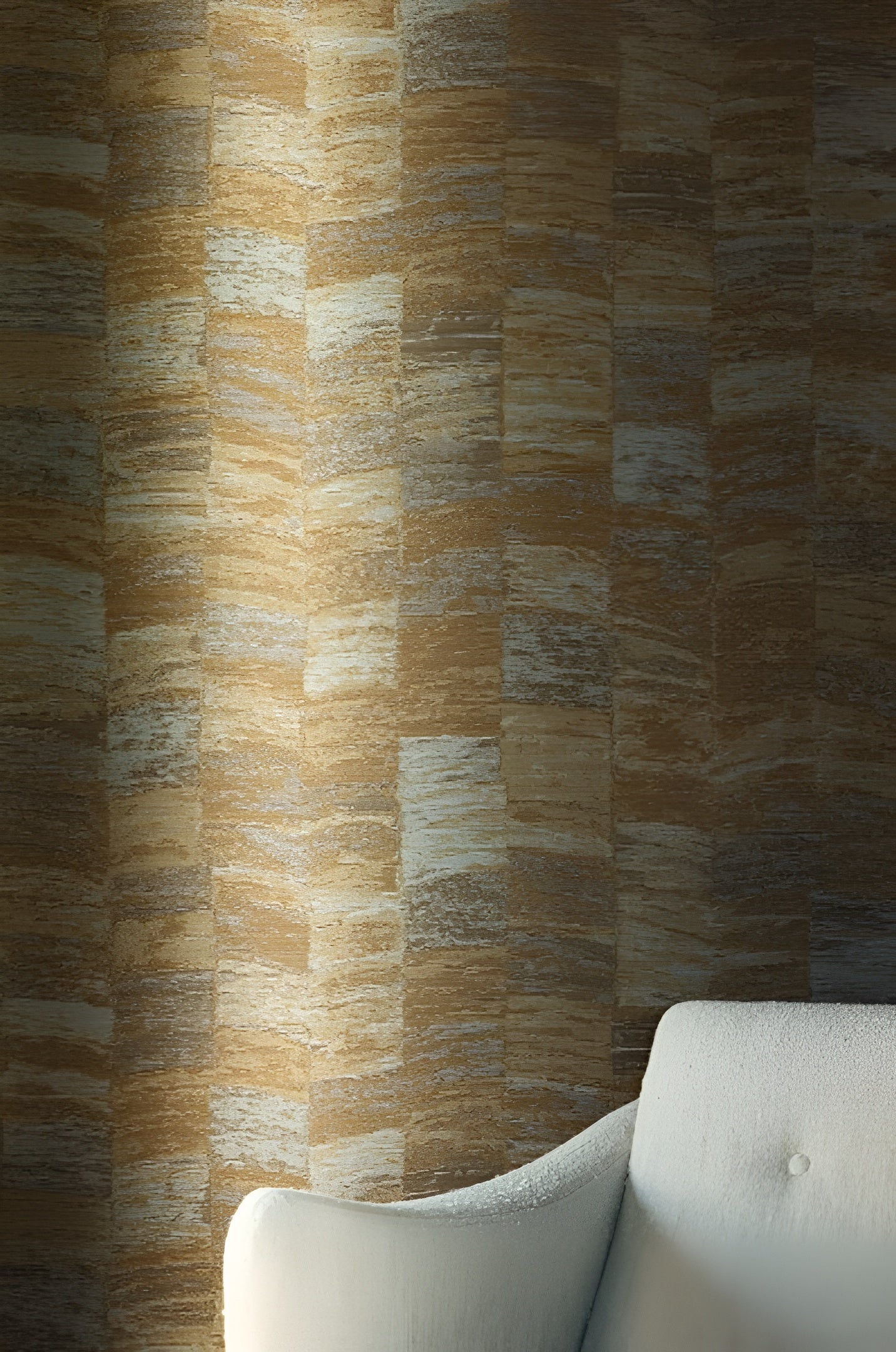 Textilstruktur-Tapete mit geometrischem Muster PUEBLOS - ACIER grau