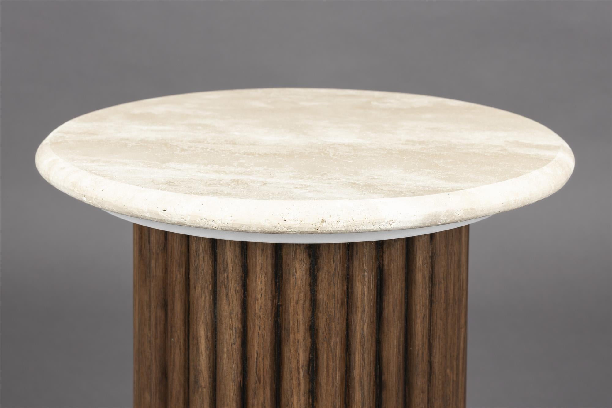 Arda Creme Marmortisch mit Eichenholz