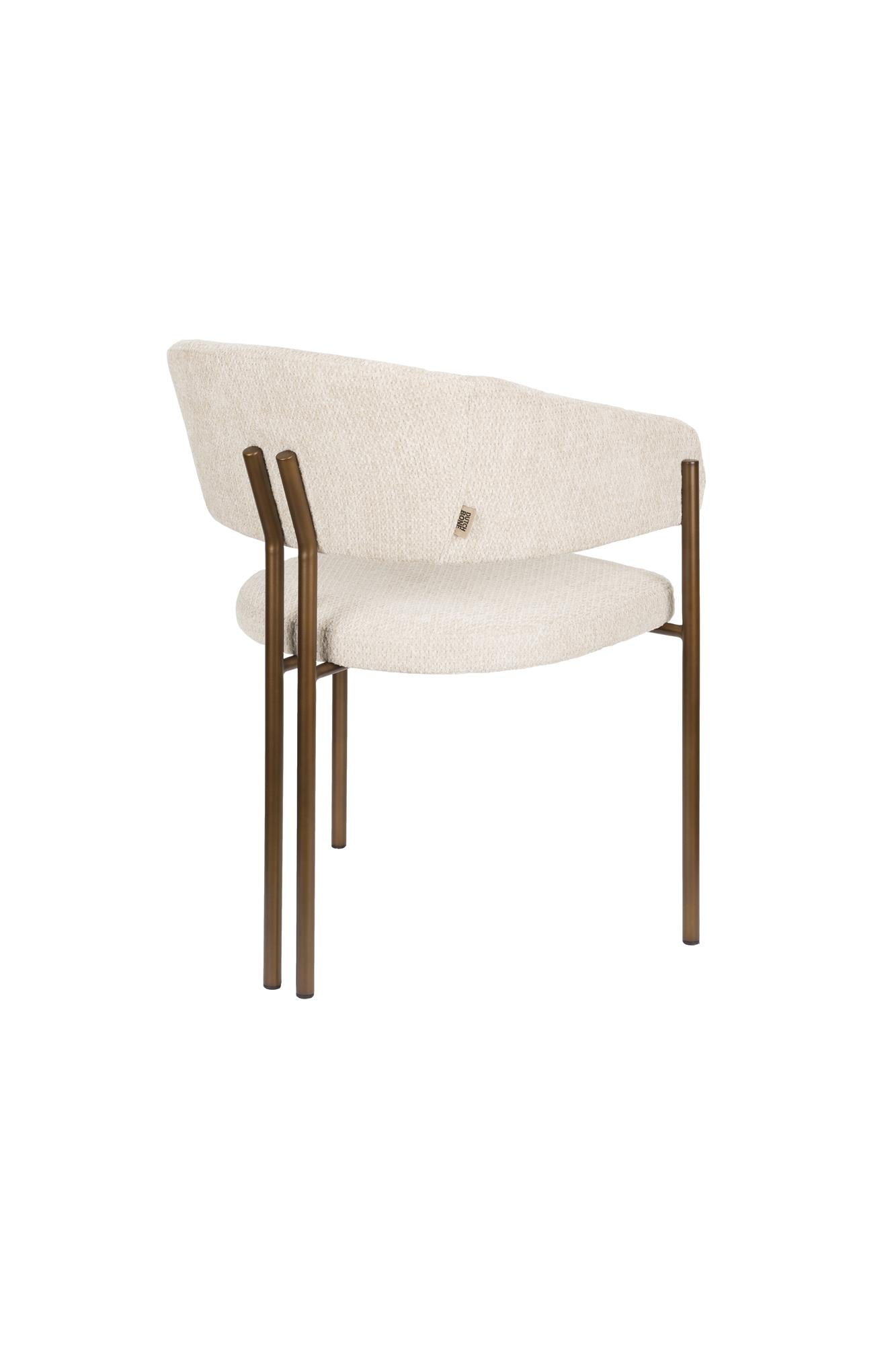 Naida Beige Stuhl mit einer braunen Basis