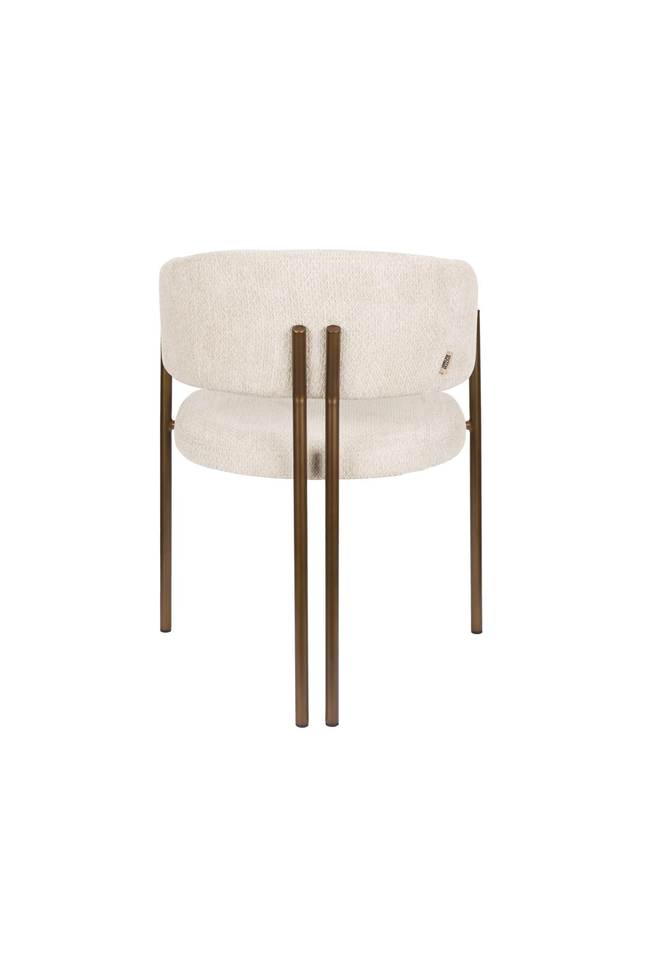 Naida Beige Stuhl mit einer braunen Basis