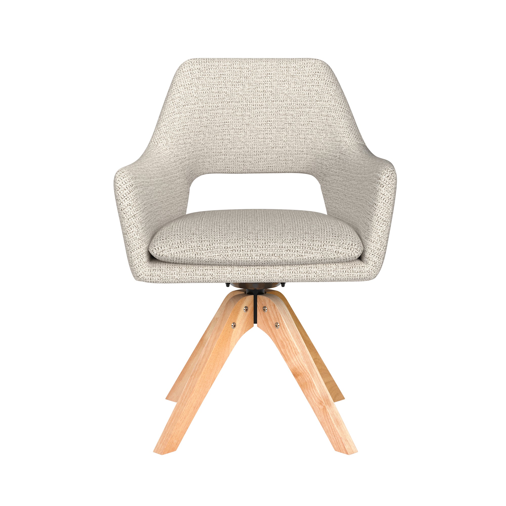 MOS white swivel chair with wooden base