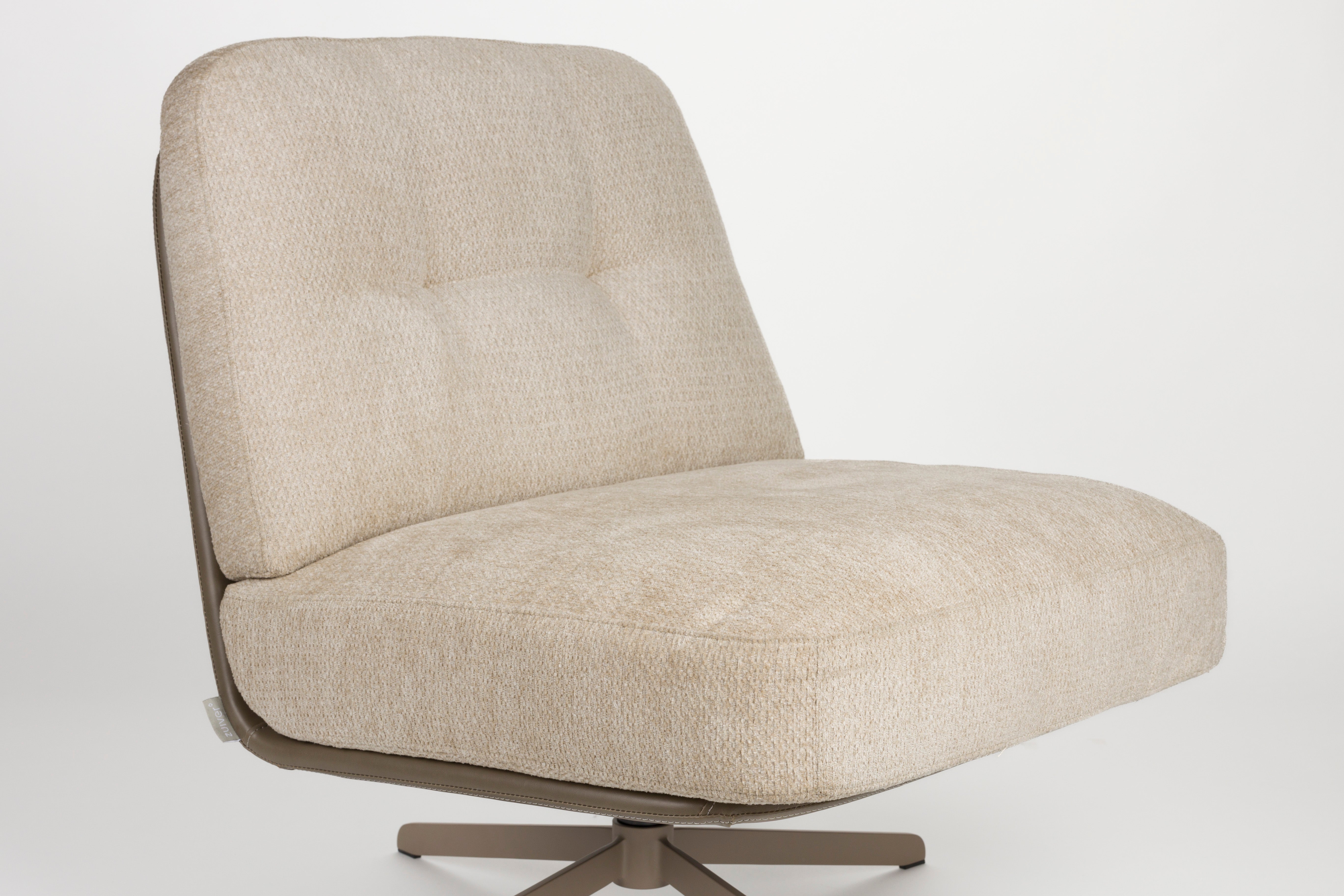 Sessel BENJAMIN beige Kunstleder mit beigem Fußteil
