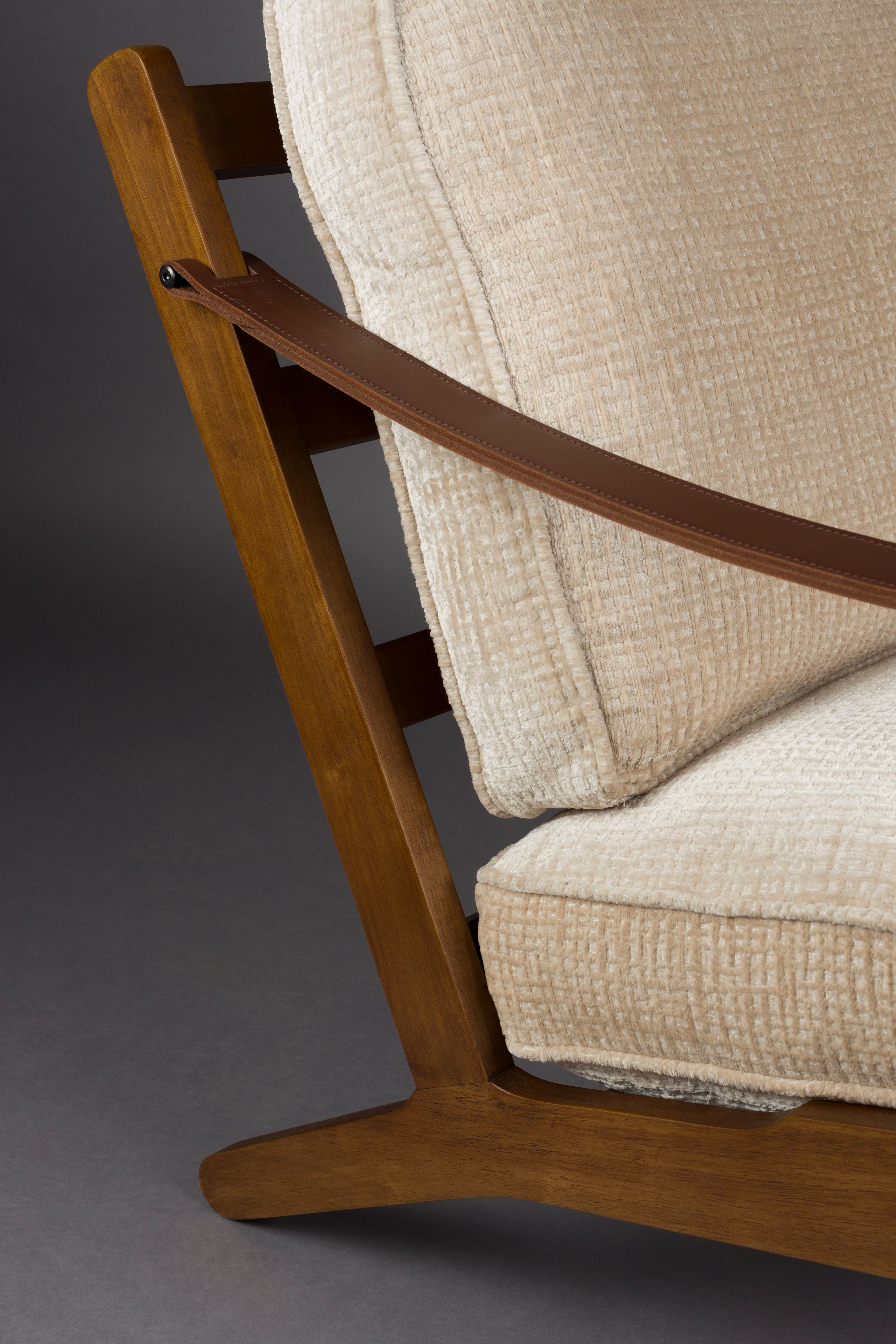 Sessel WASHINGTON beige mit Holzgestell