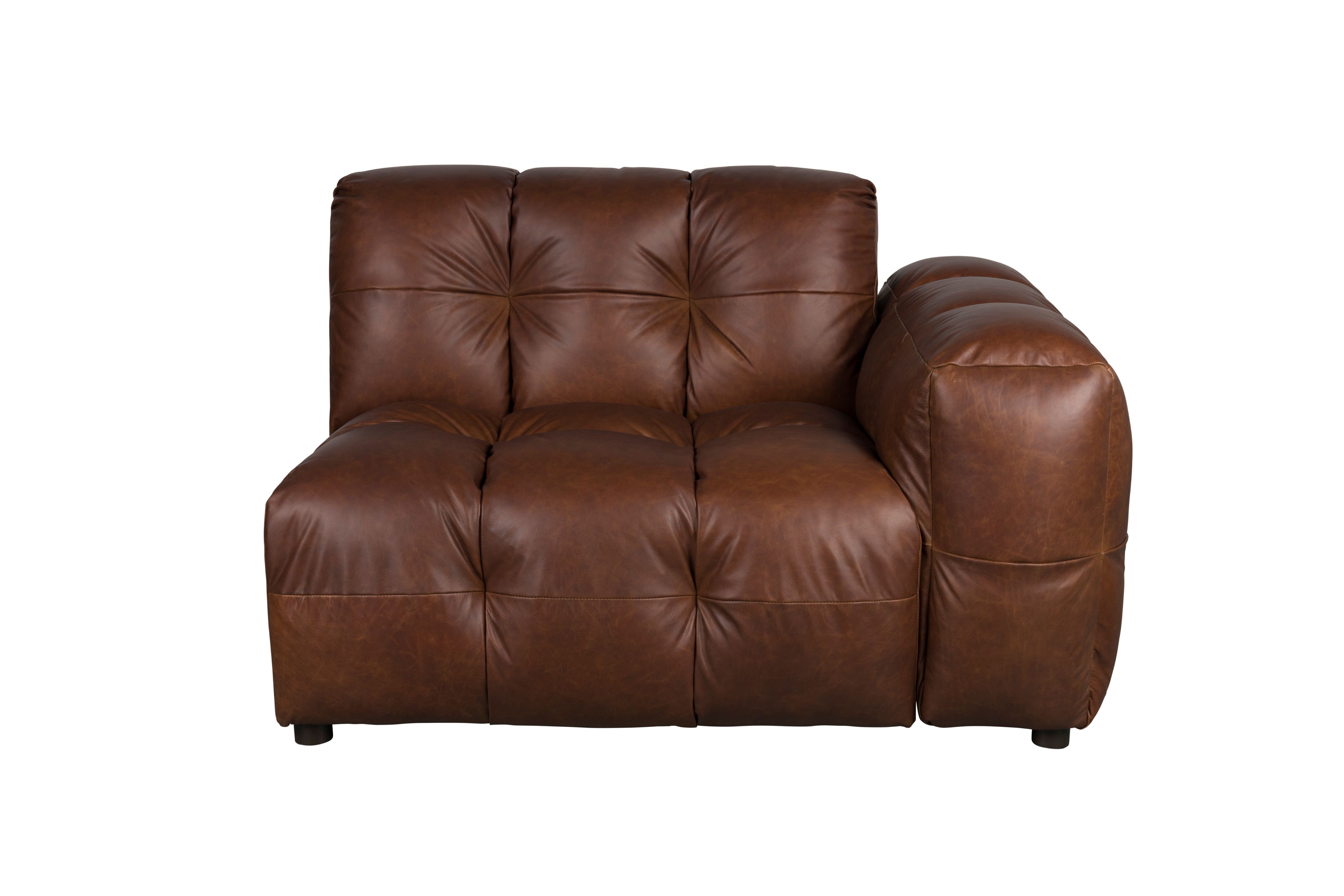 Modulares Sofa HACKMAN - rechte Endelement in schokoladenbraunem Leder