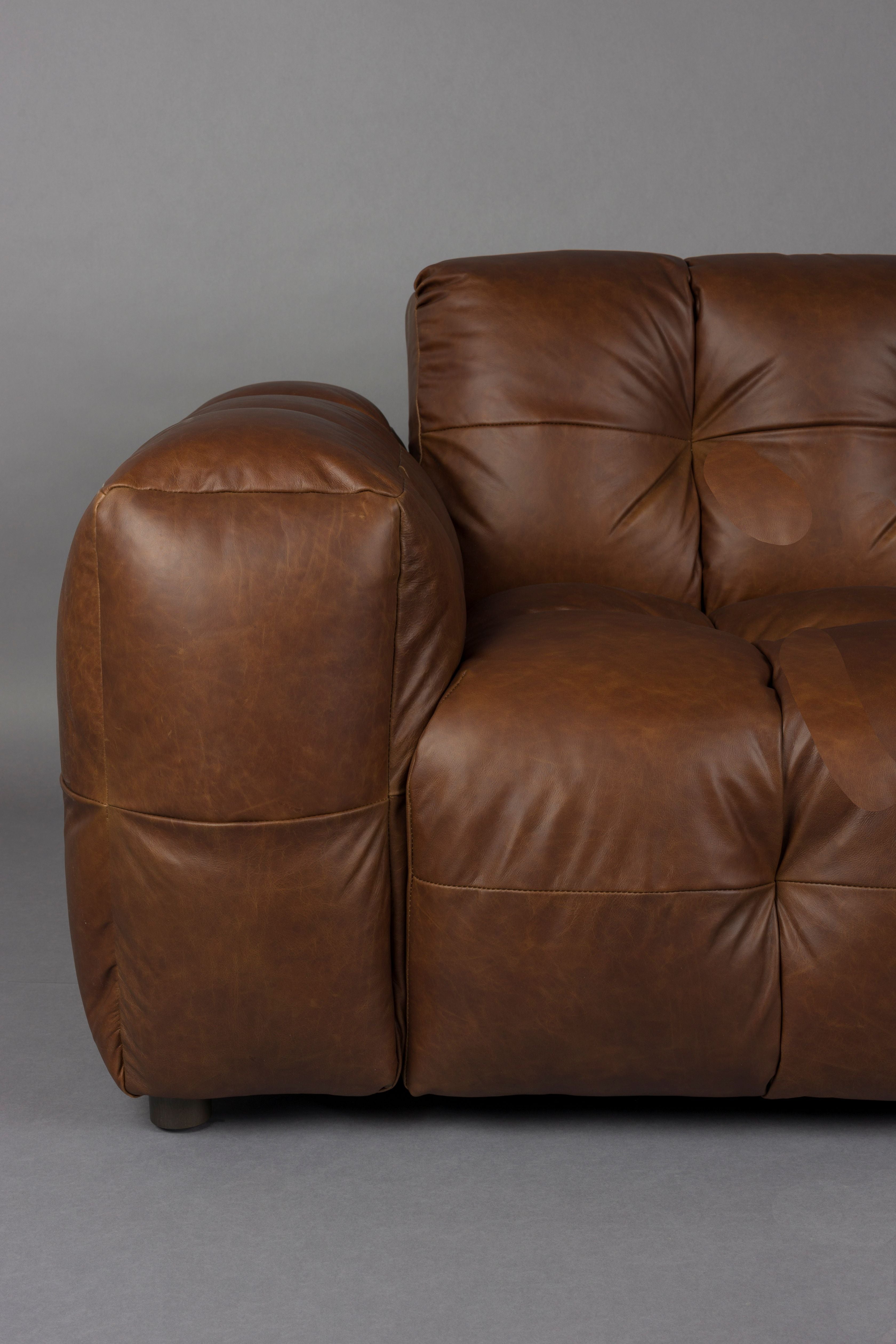 Sofa 3-Sitzer HACKMAN schokoladenbraunes Leder