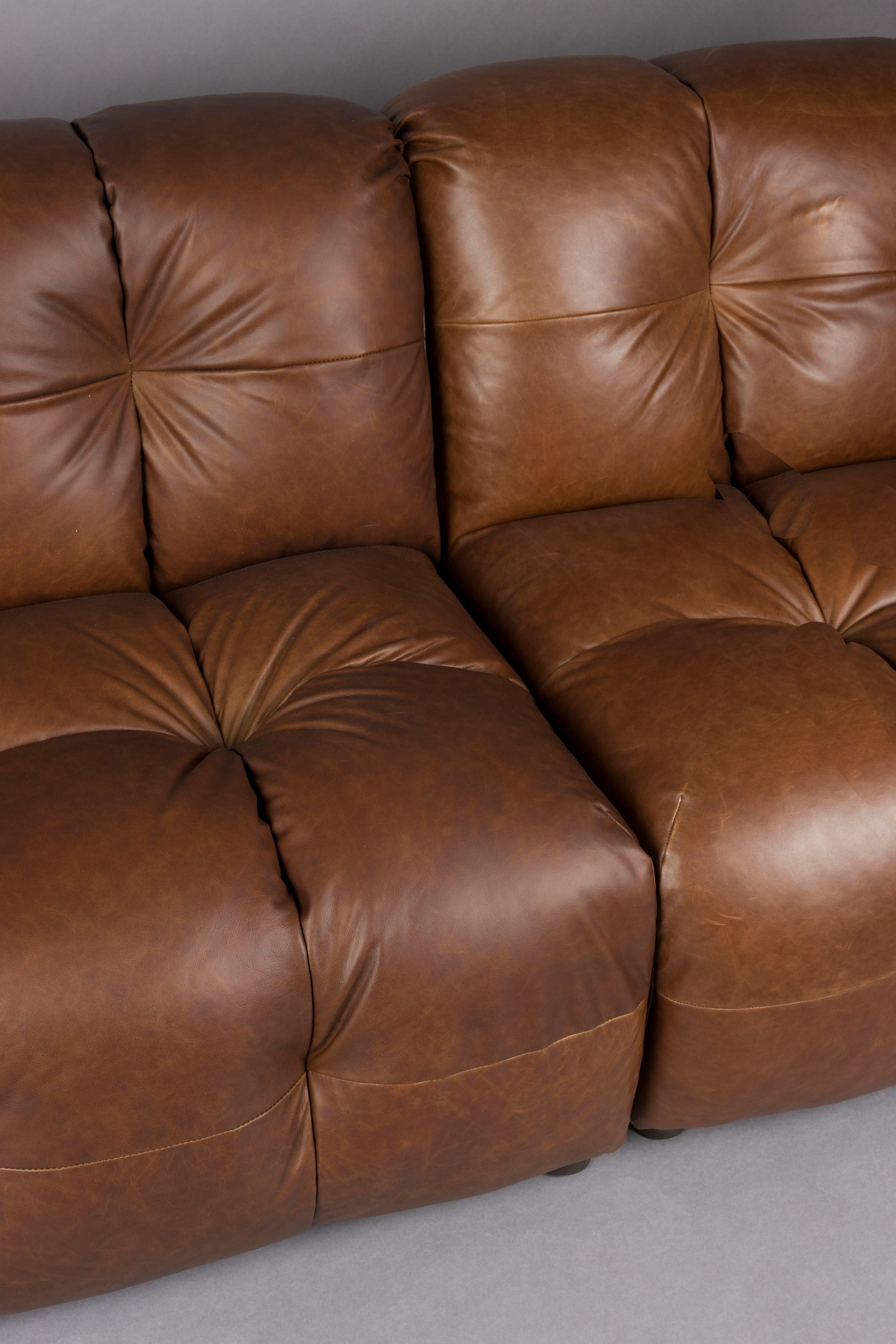Sofa 3-Sitzer HACKMAN schokoladenbraunes Leder