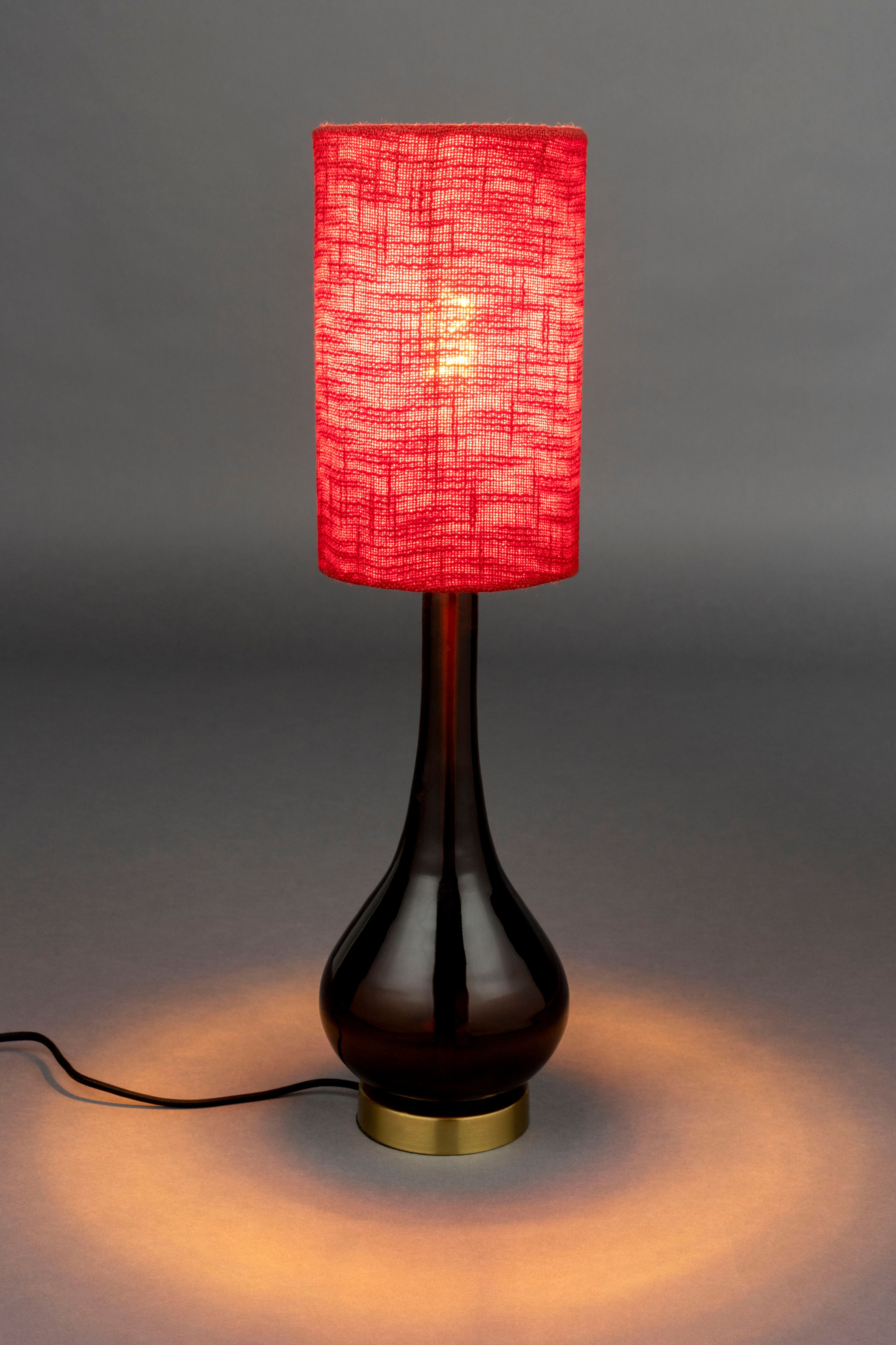 Tischlampe JULES rot mit braunem Fuß