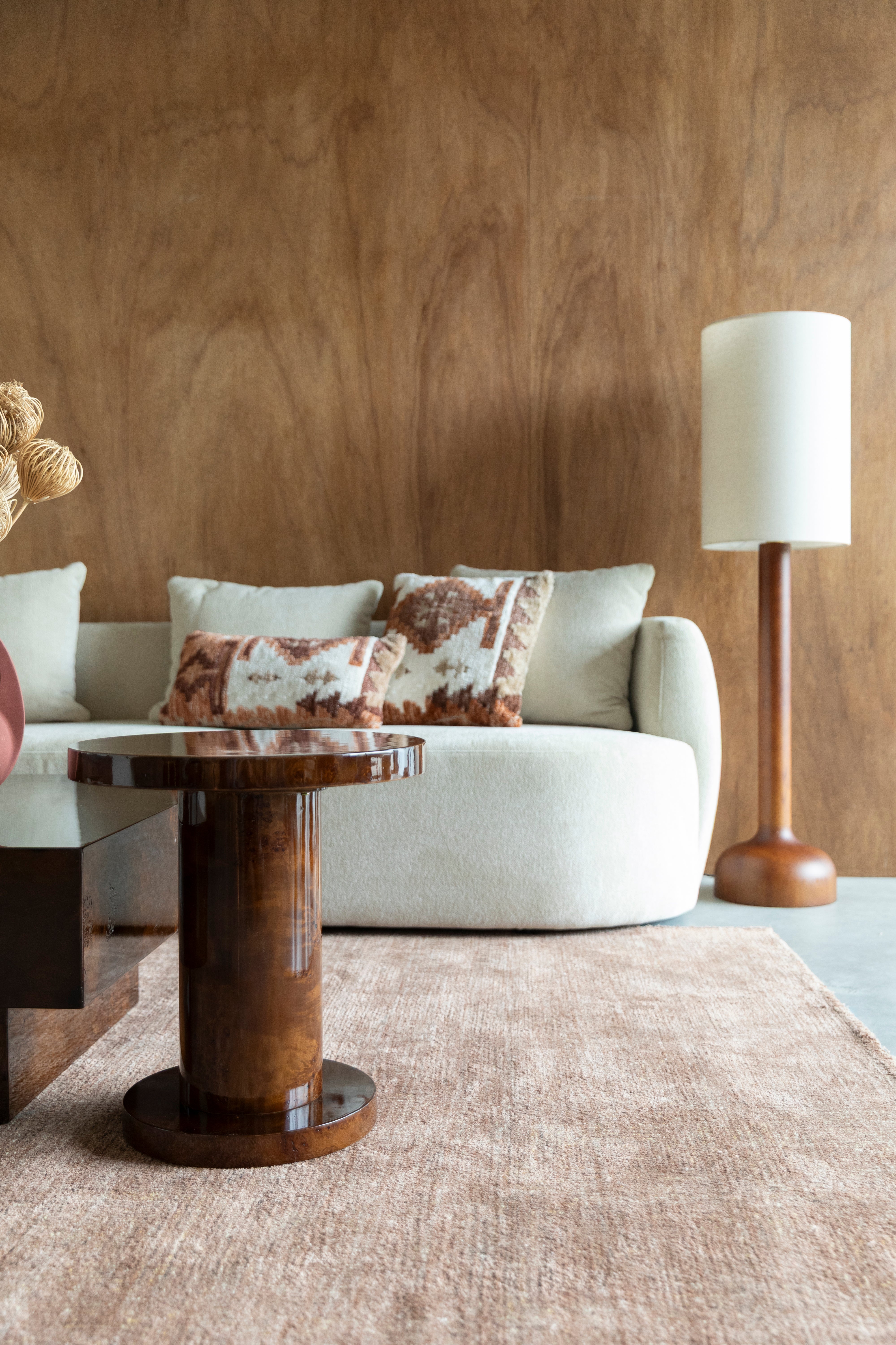 QUINN walnut veneer side table