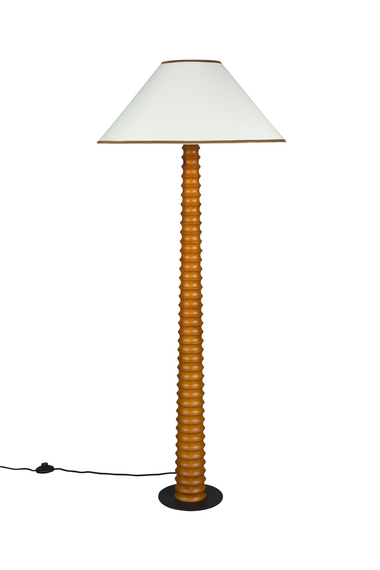 HORACE floor lamp in oak wood with a cotton shade