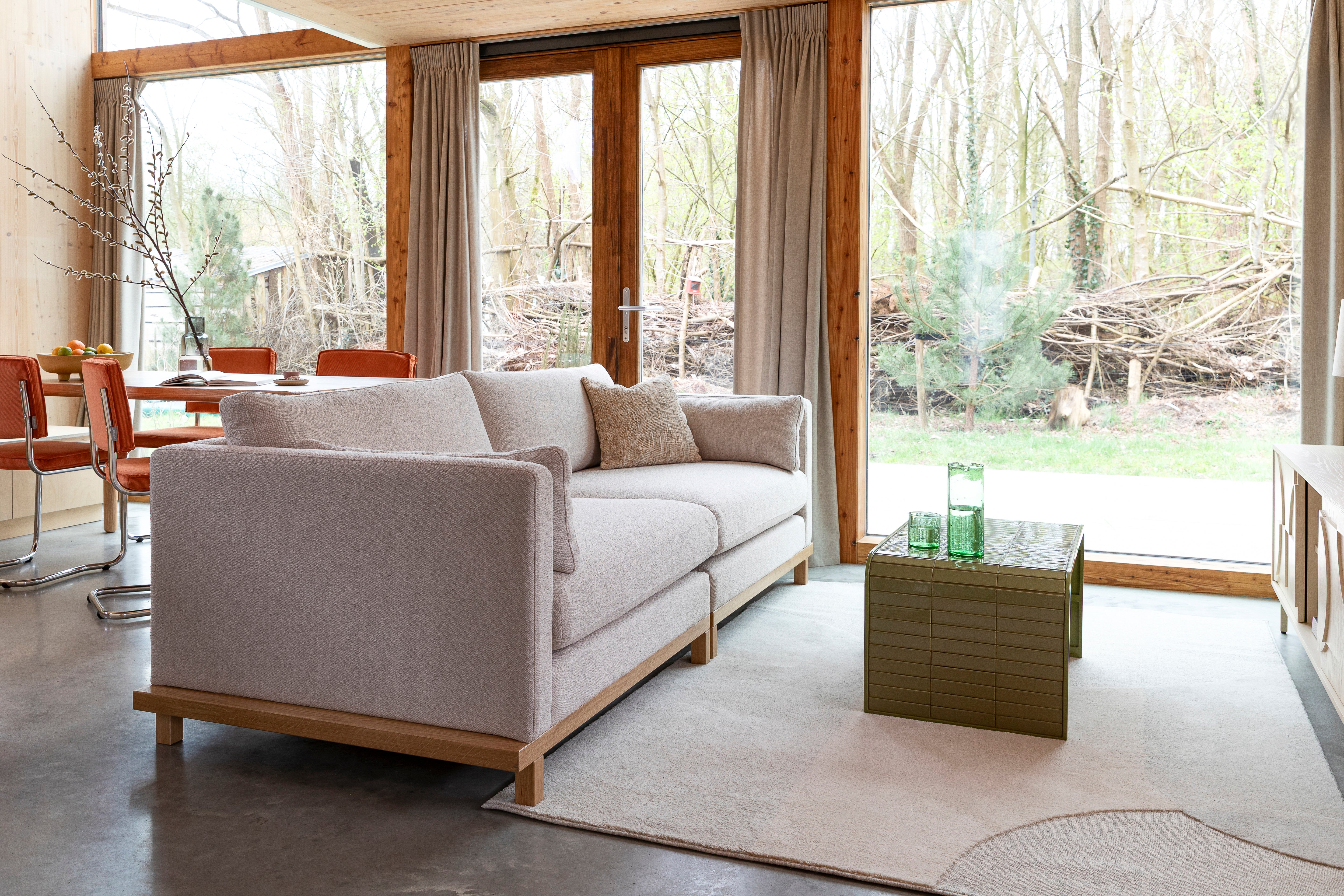 Sofa 3-Sitzer BLOSSOM beige mit Holzgestell