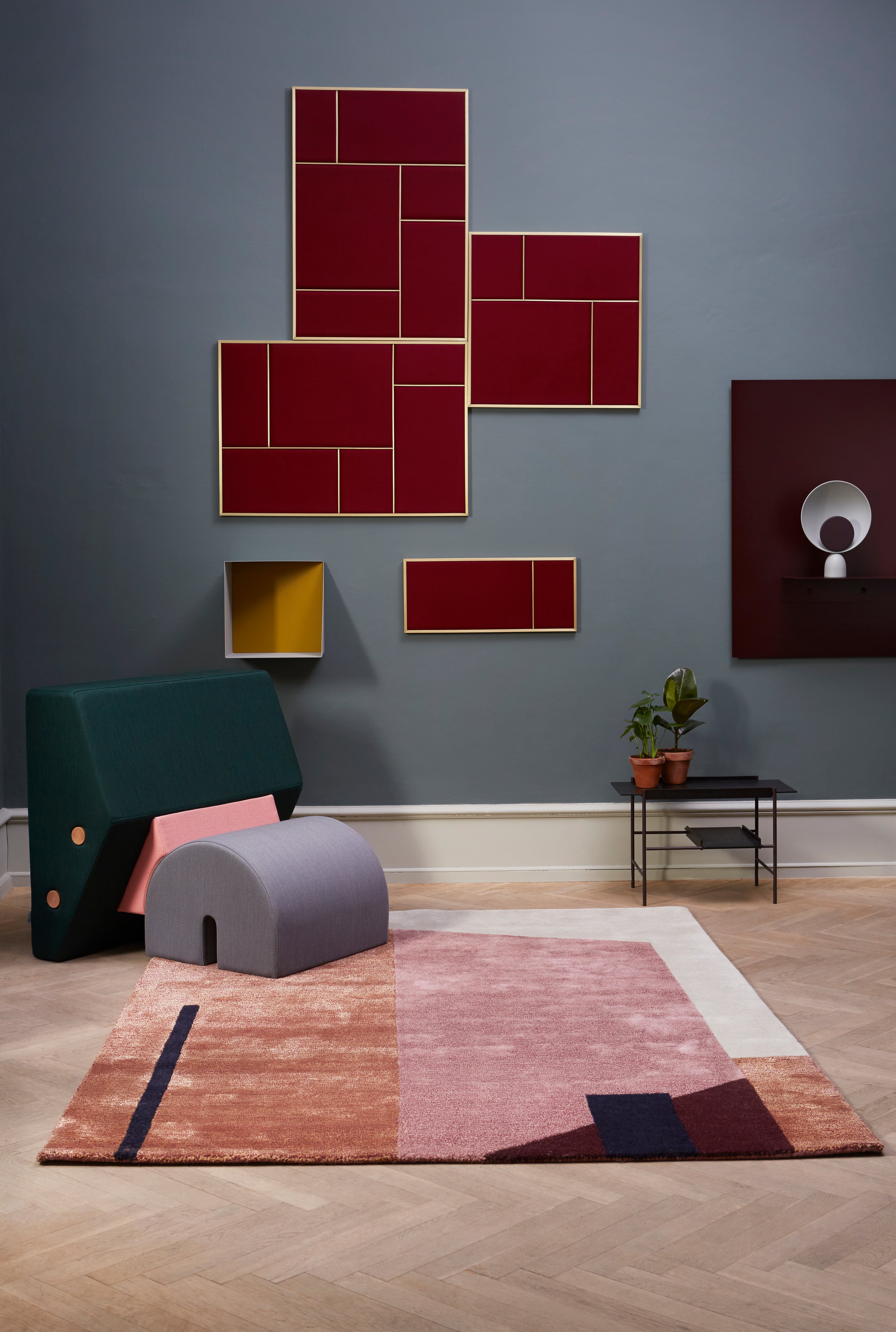 Sessel KEYSTONE grün mit rosa und grau
