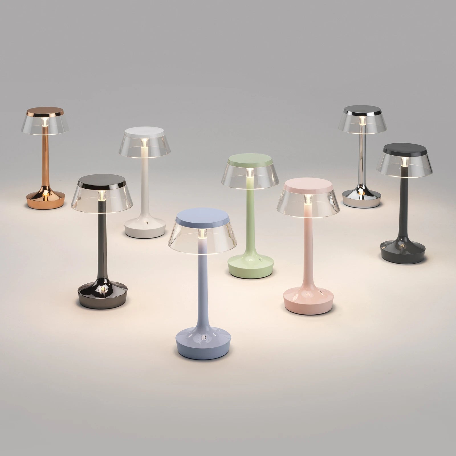 Tragbare Lampe BON JOUR UNPLUGGED kupfer mit transparentem Schirm