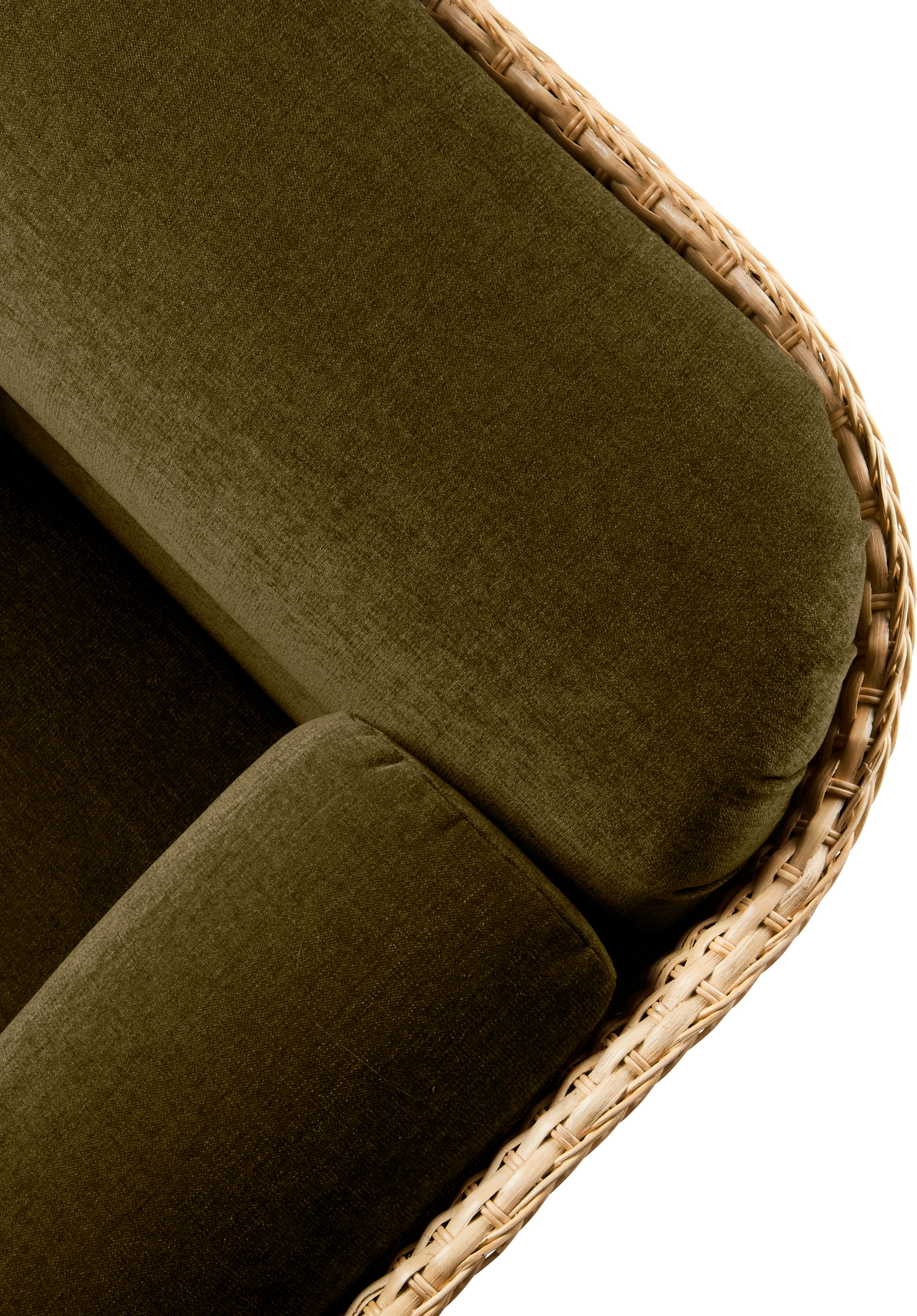 BASKET 2-Sitzer-Sofa grün mit Rattan