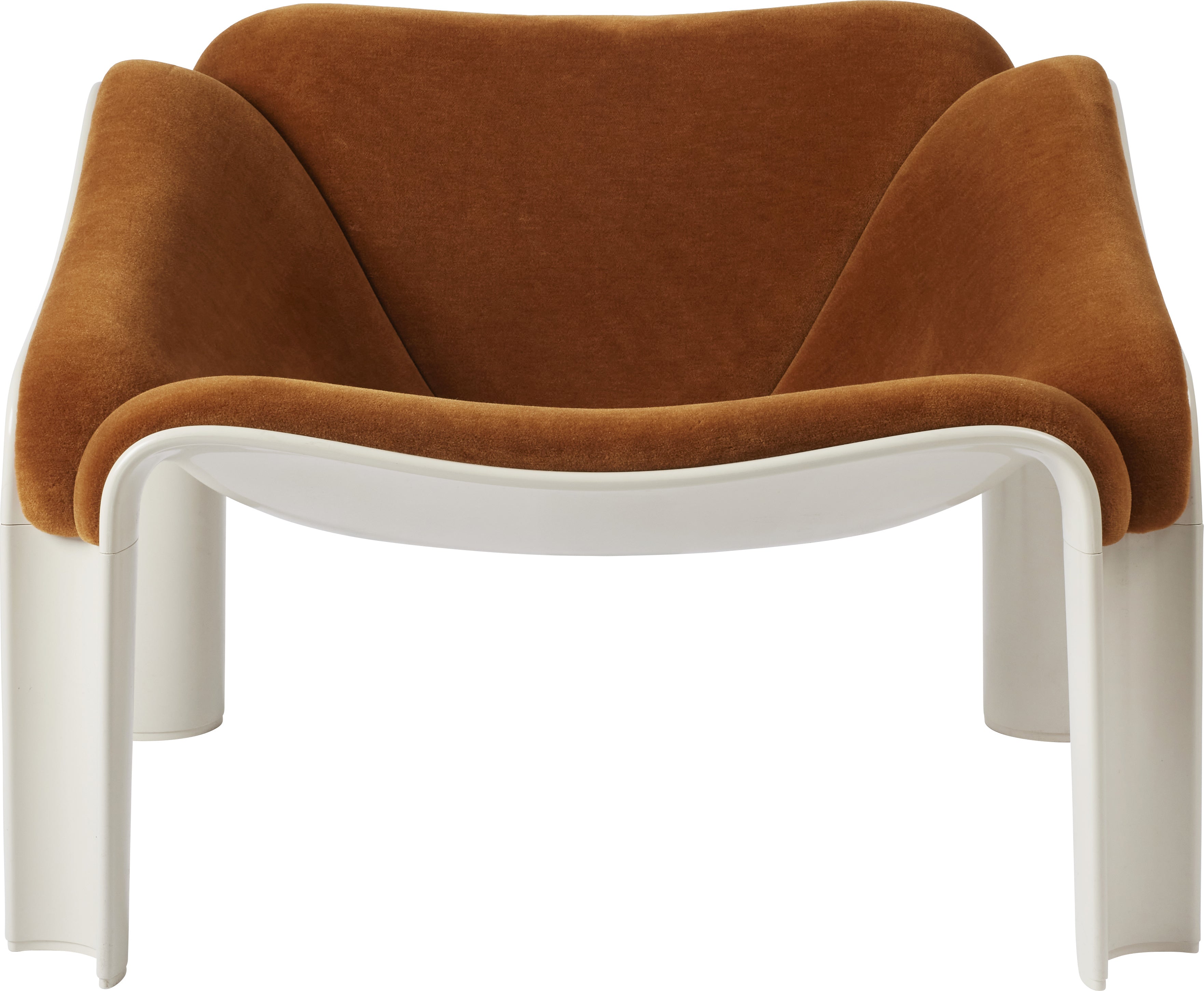 F300 Armchair in Cognac with White Base