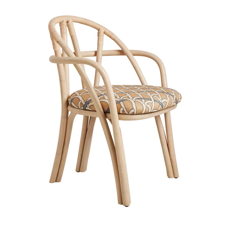 Upholstered BISTRA Chair with Rattan Base