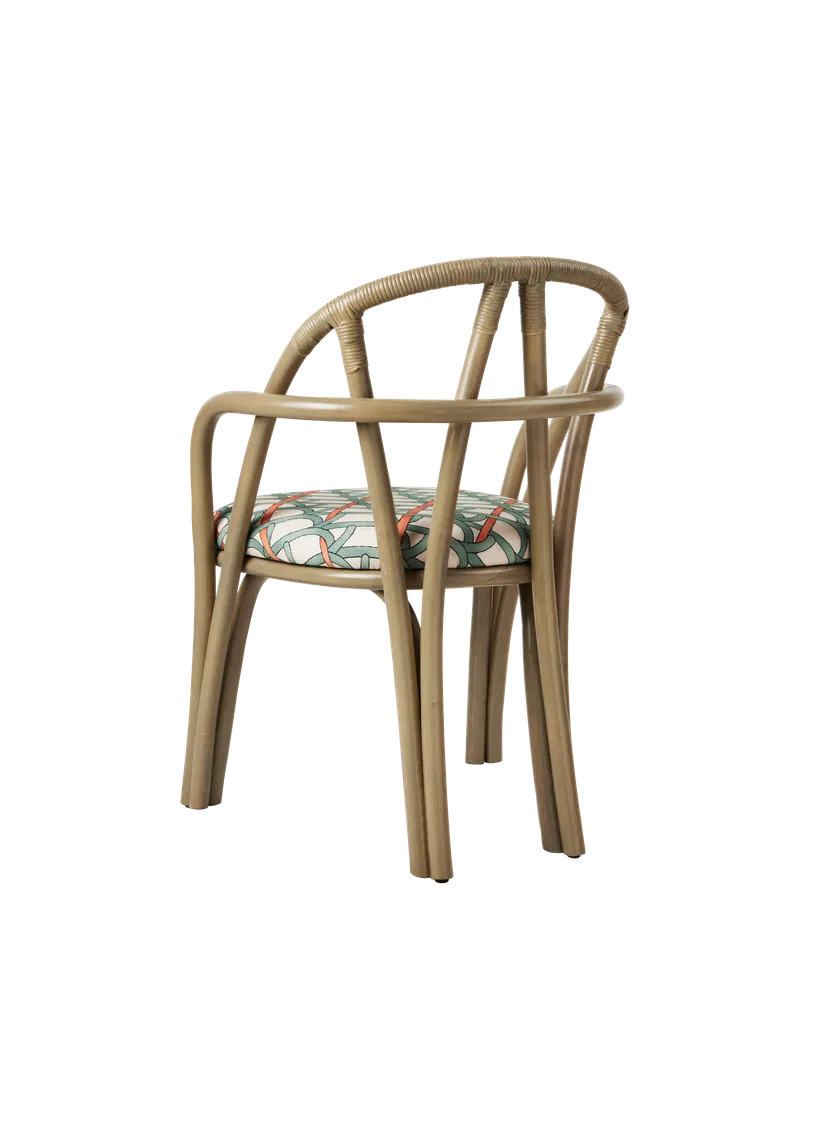 BISTRA upholstered chair with an olive rattan base