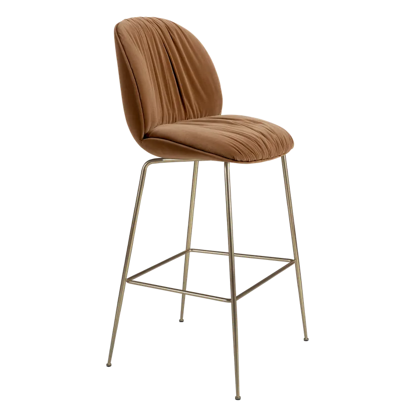 BEETLE SOFT upholstered bar chair with brass base