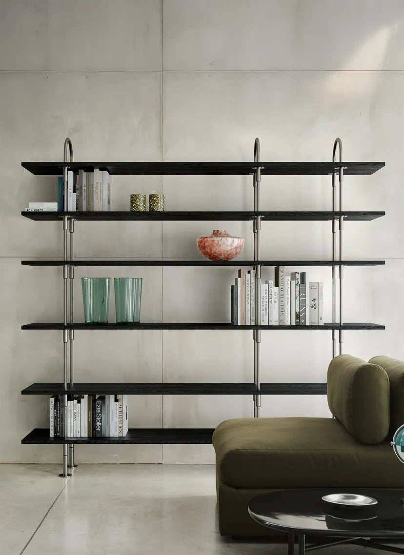 KEEN Shelf dark ash wood with black brass frame