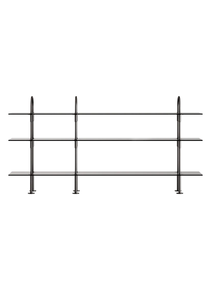 KEEN Shelf with Smoky Glass and Black Brass Frame