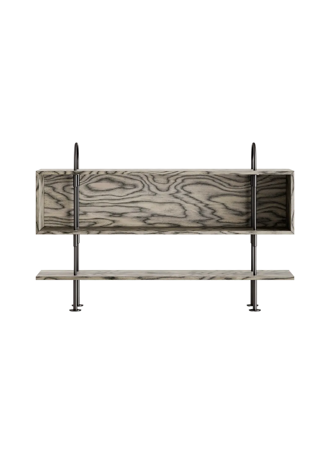 Regal KEEN BOX graues Holz mit schwarzem Messingrahmen