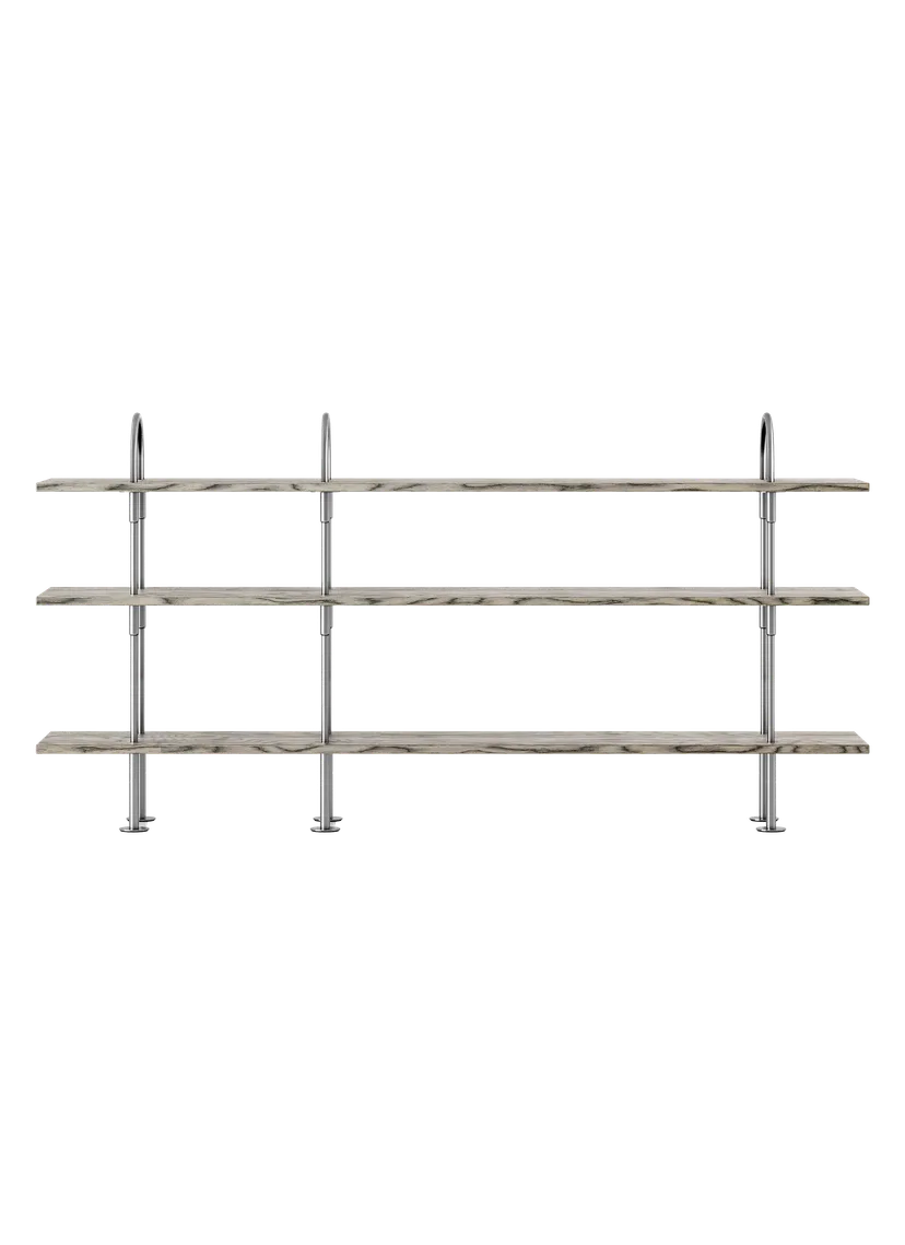 KEEN Shelf gray wood with satin steel frame