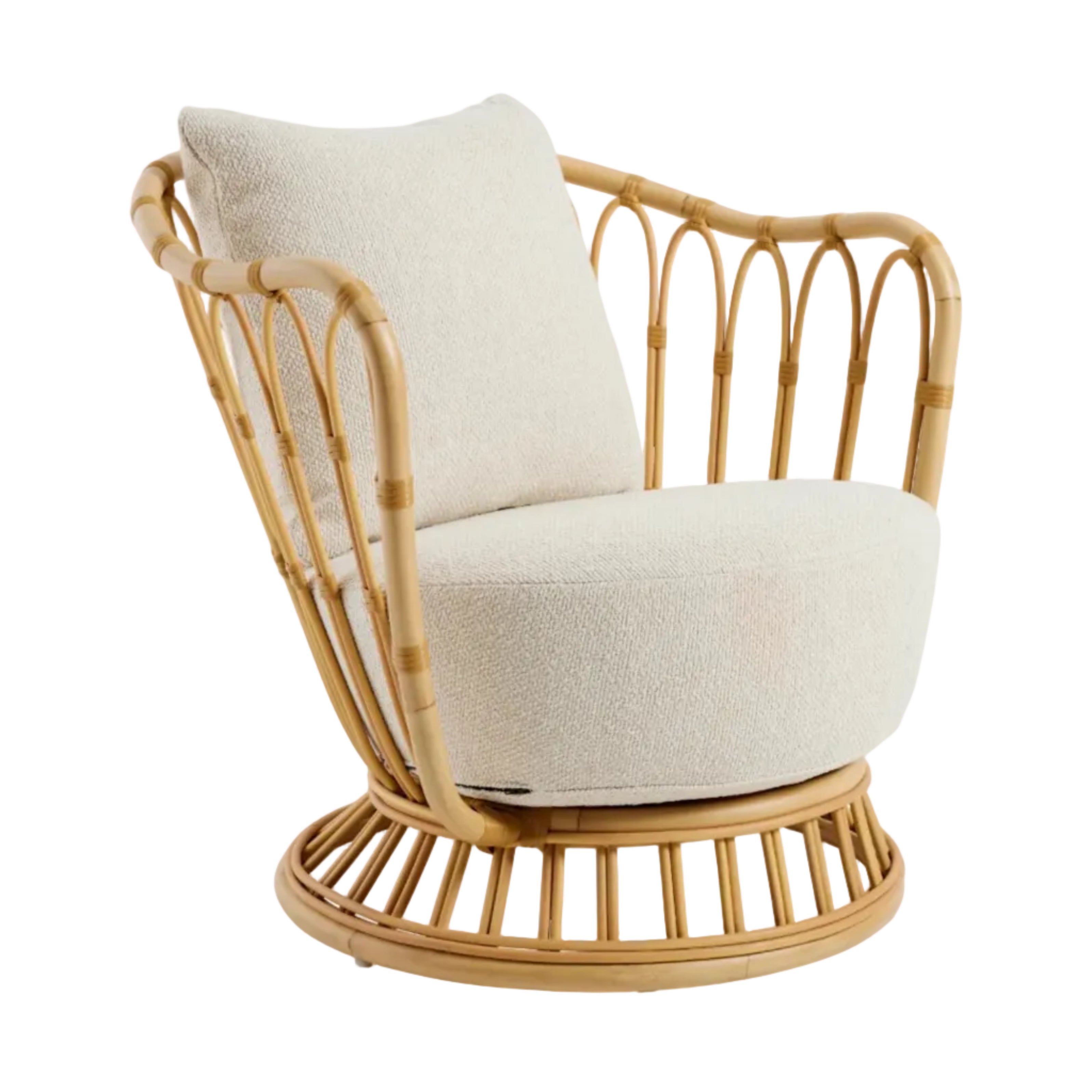 GRACE upholstered garden armchair with a rattan base