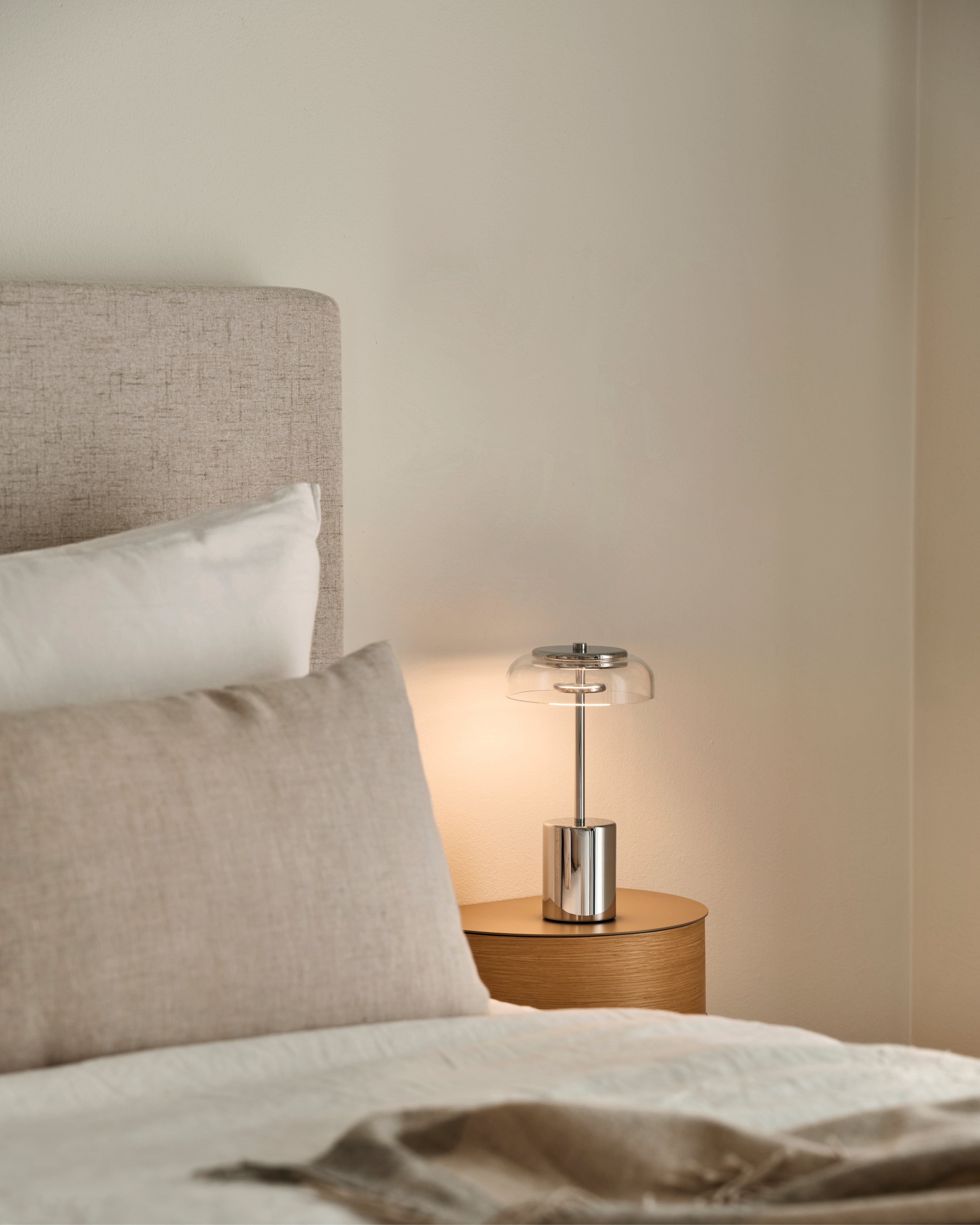 Portable Lamp BLOSSI silver with transparent glass