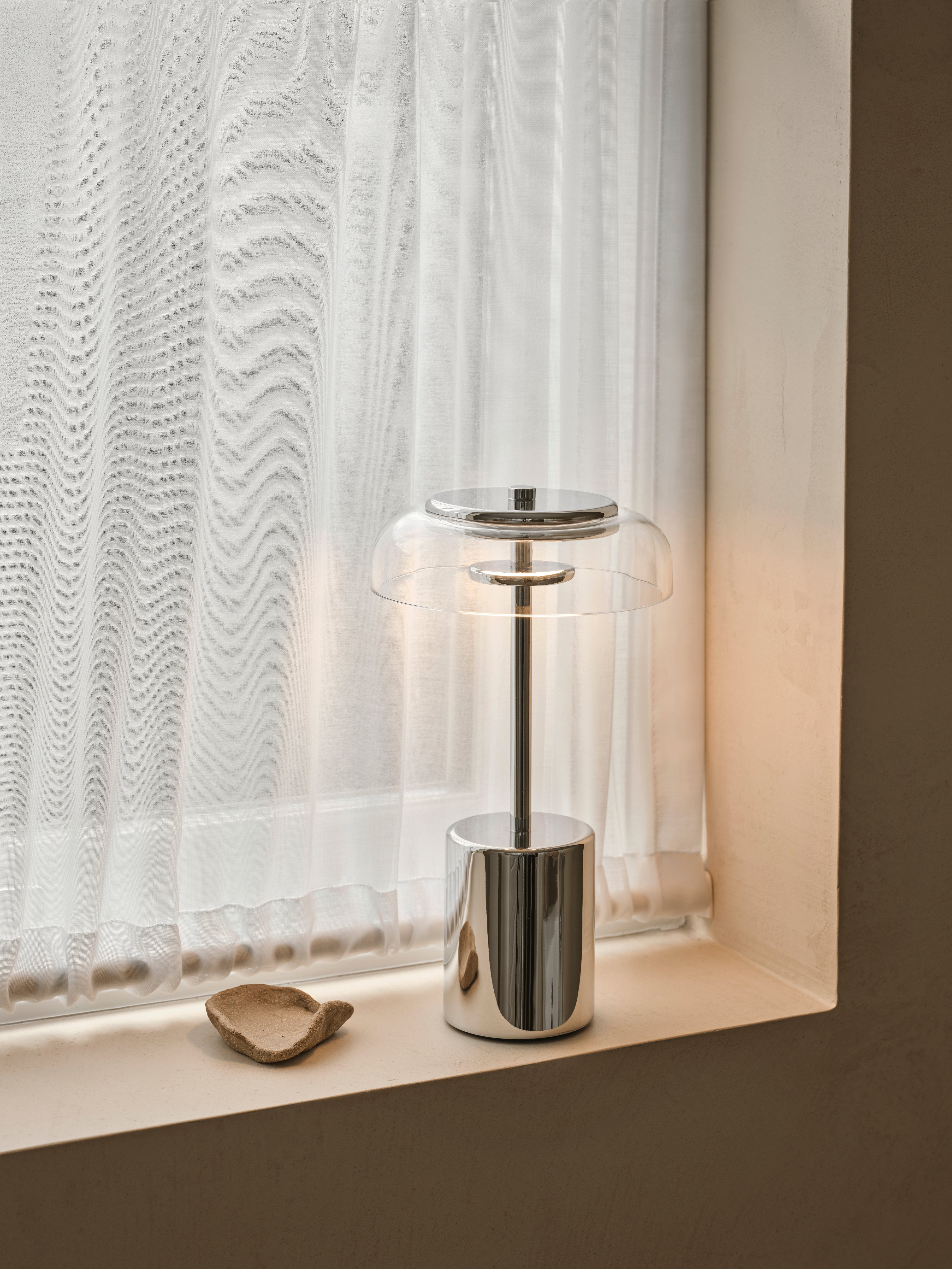 Portable Lamp BLOSSI silver with transparent glass
