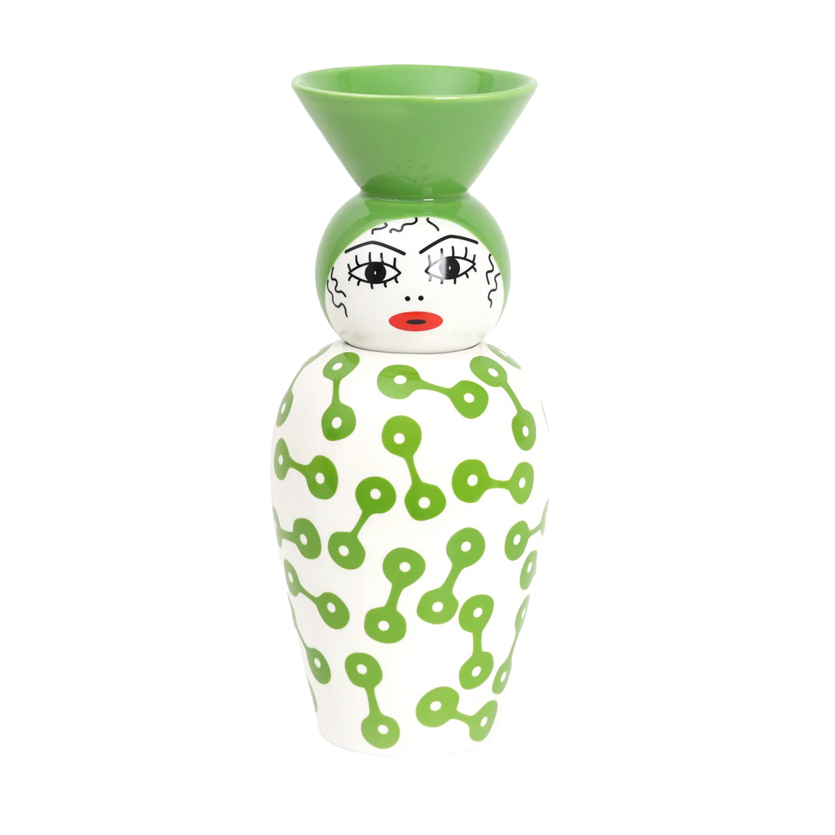 Vase mit Deckel CANOPIE - PIETRA grün mit Weiß