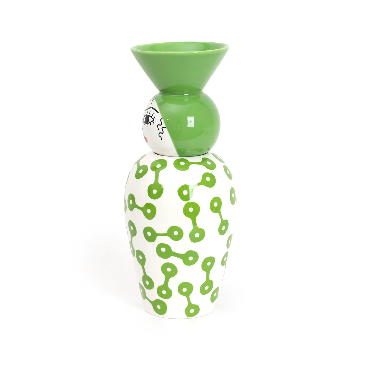 Vase mit Deckel CANOPIE - PIETRA grün mit Weiß