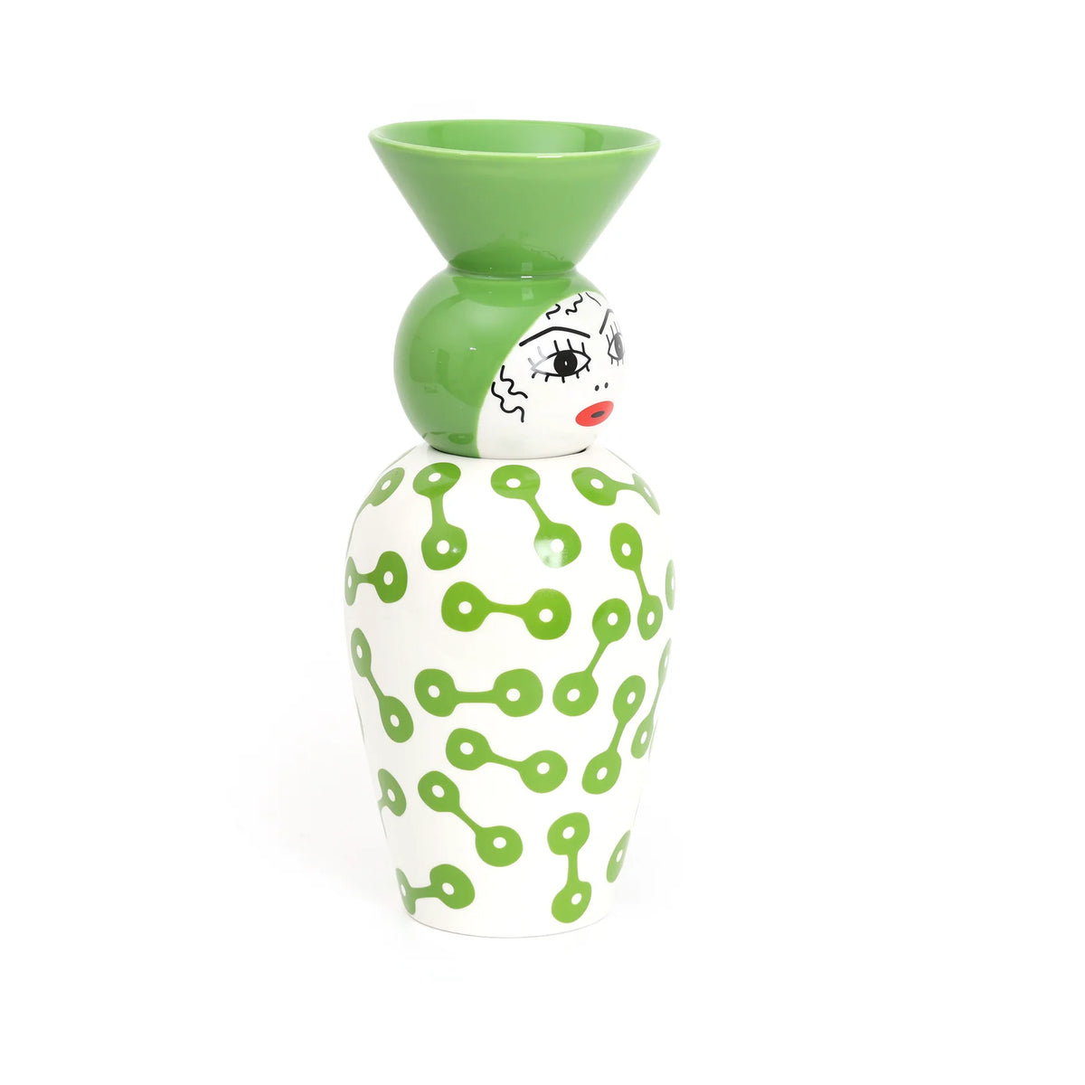 Vase mit Deckel CANOPIE - PIETRA grün mit Weiß