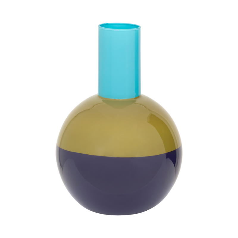 Glass vase LAHJA blue with green