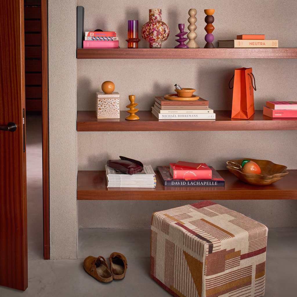 LEKEN brown candlestick with orange