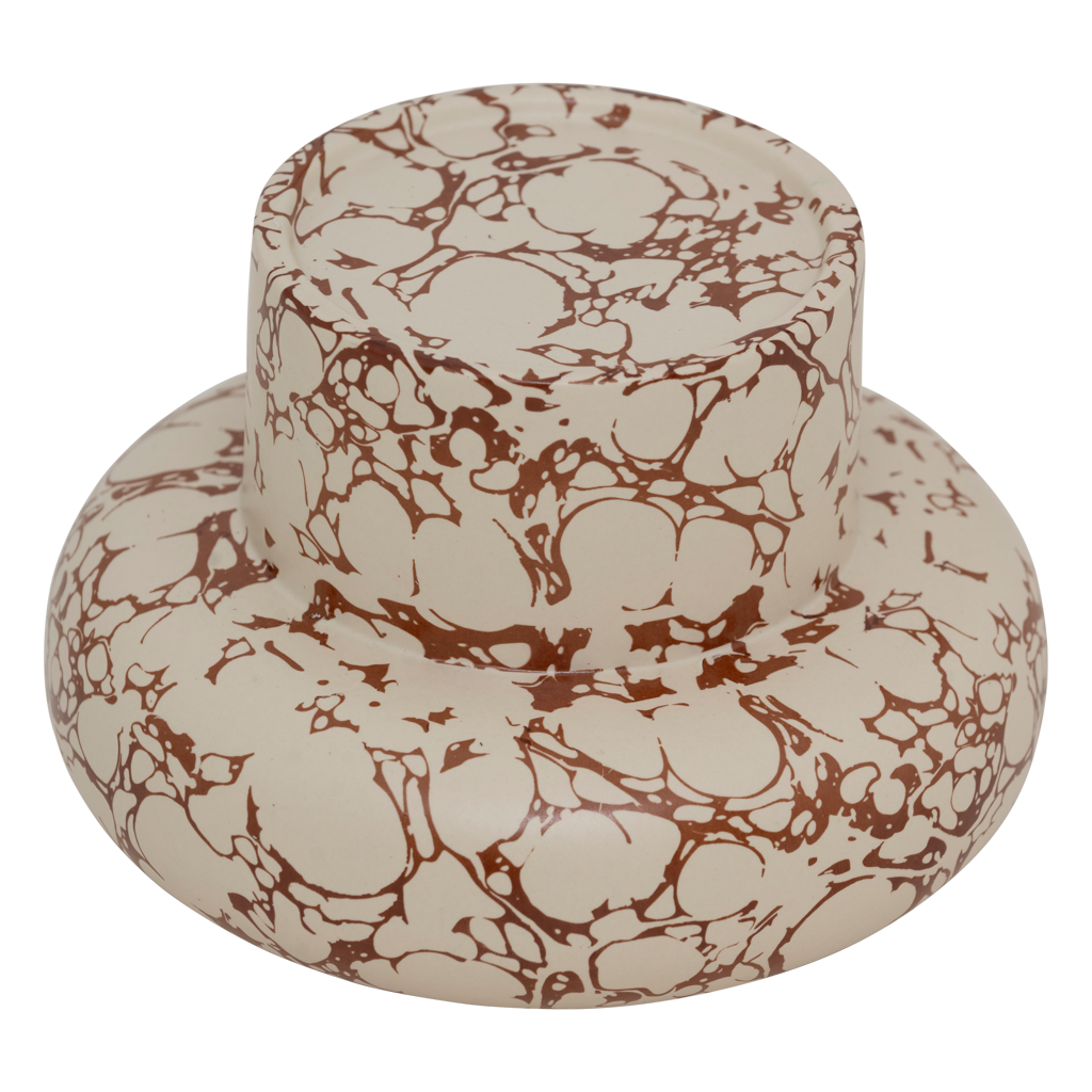 Candle holder MUKAVA beige ceramic with brown pattern