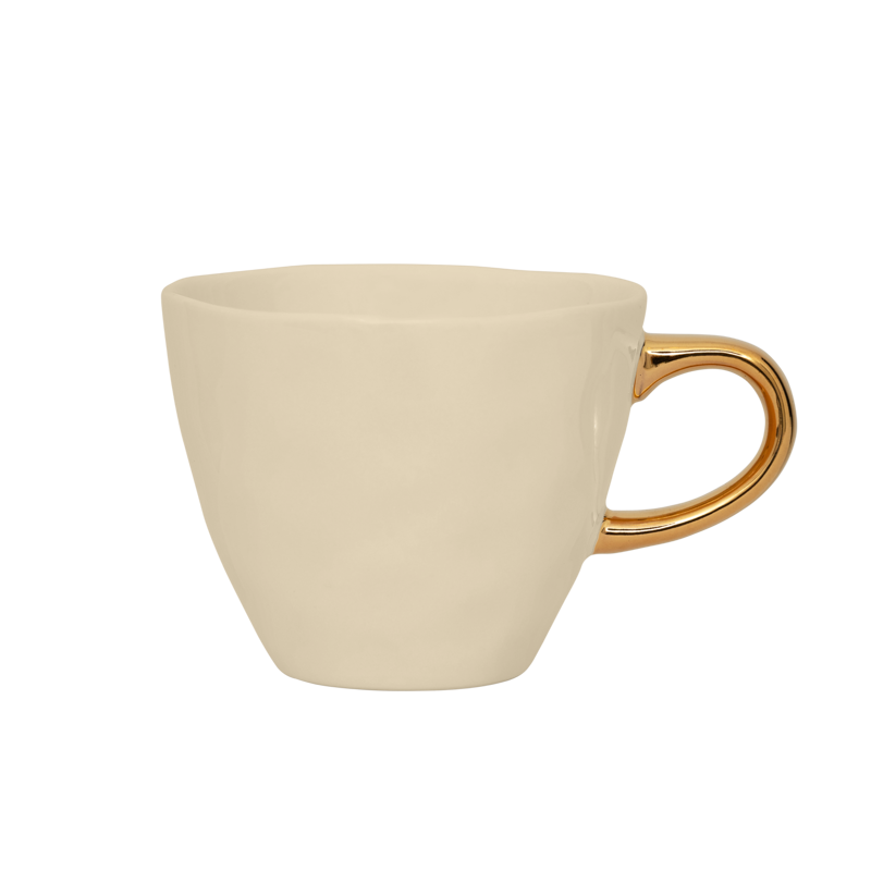 Keramiktasse GOOD MORNING cremefarben mit Gold