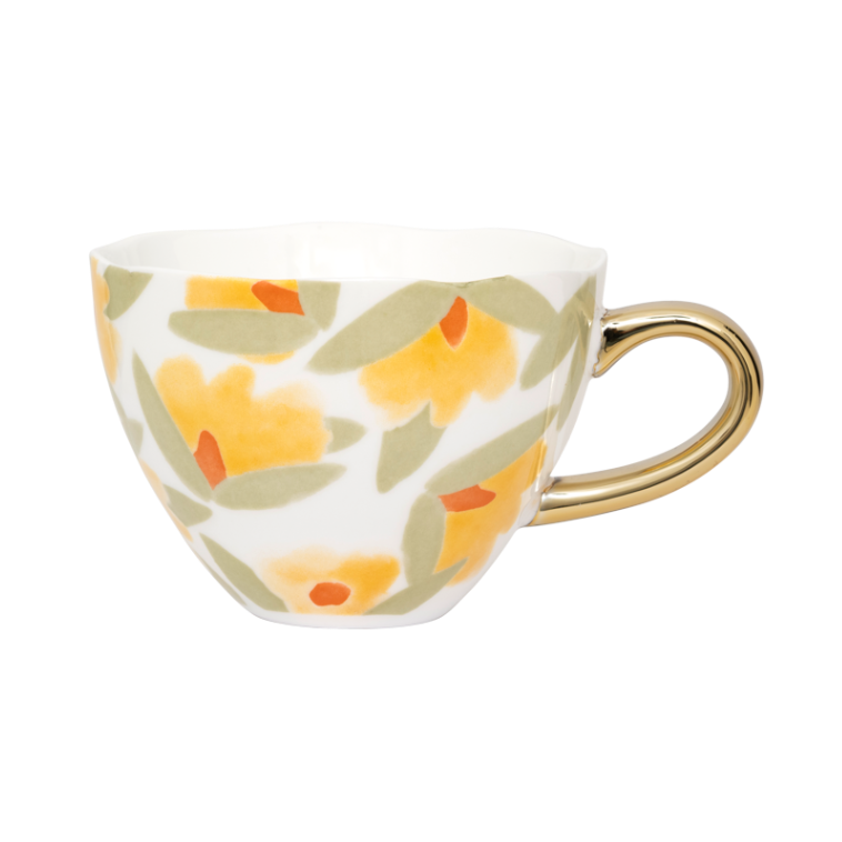 Cappuccino-Tasse LILJA mit gelbem Blumenmuster