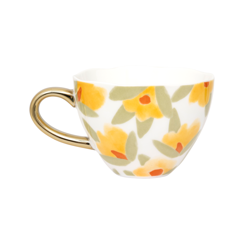 Cappuccino-Tasse LILJA mit gelbem Blumenmuster