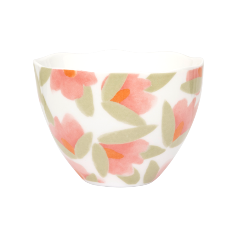 Cappuccino-Becher LILJA mit rosa Blumenmuster