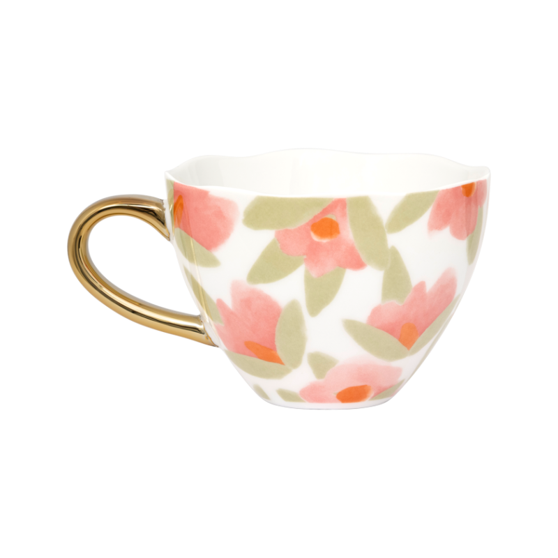 Cappuccino-Becher LILJA mit rosa Blumenmuster
