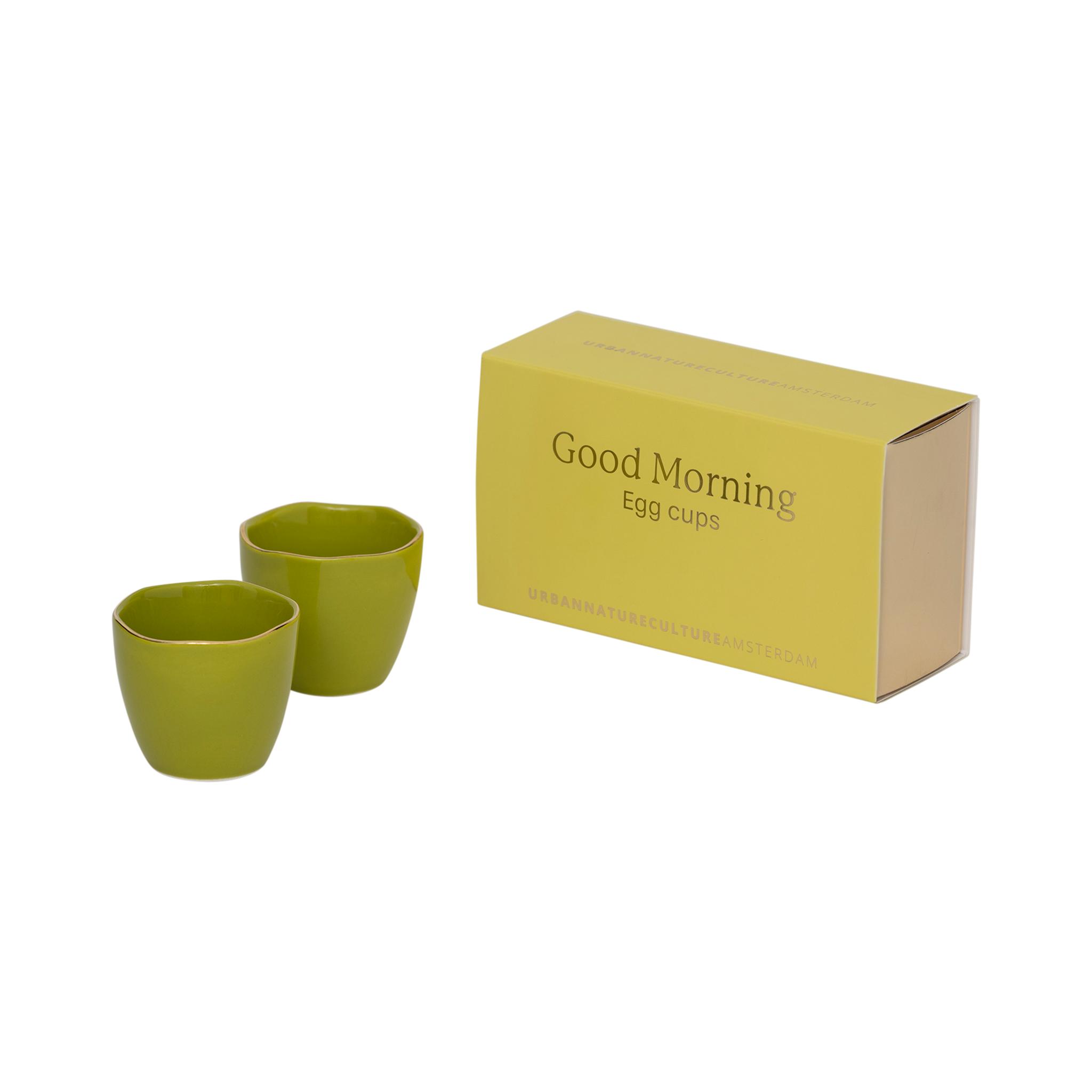 Eierbecher-Set GOOD MORNING grün mit Gold