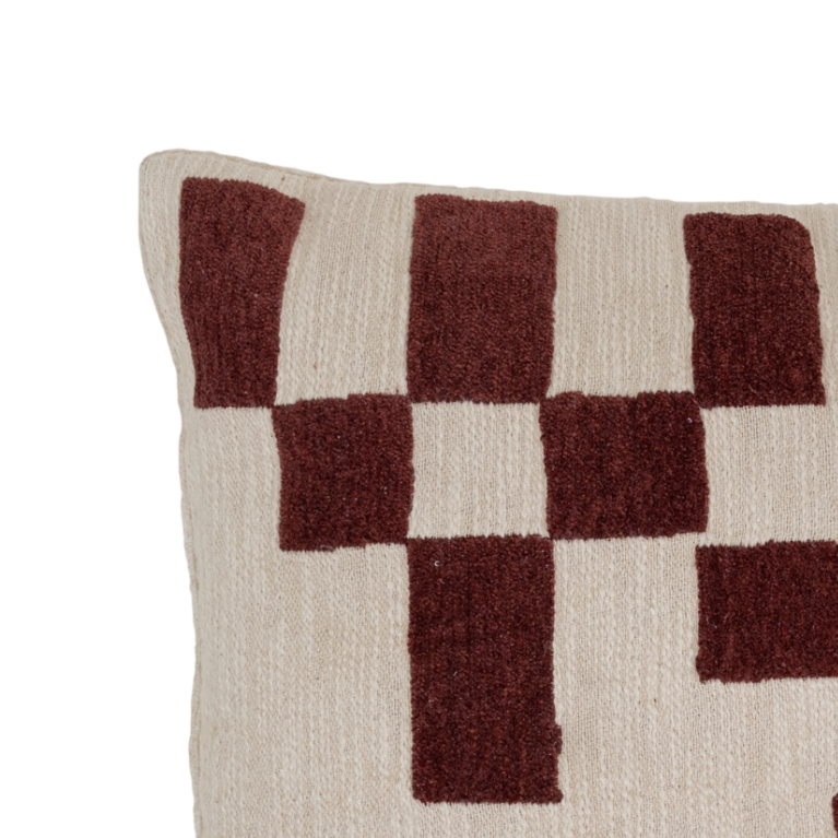 Mole Cushion Cream with Burgundy